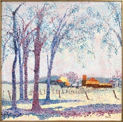 "Landschaft auf dem Land" Pointillistische Landschaft Ölgemälde auf Leinwand