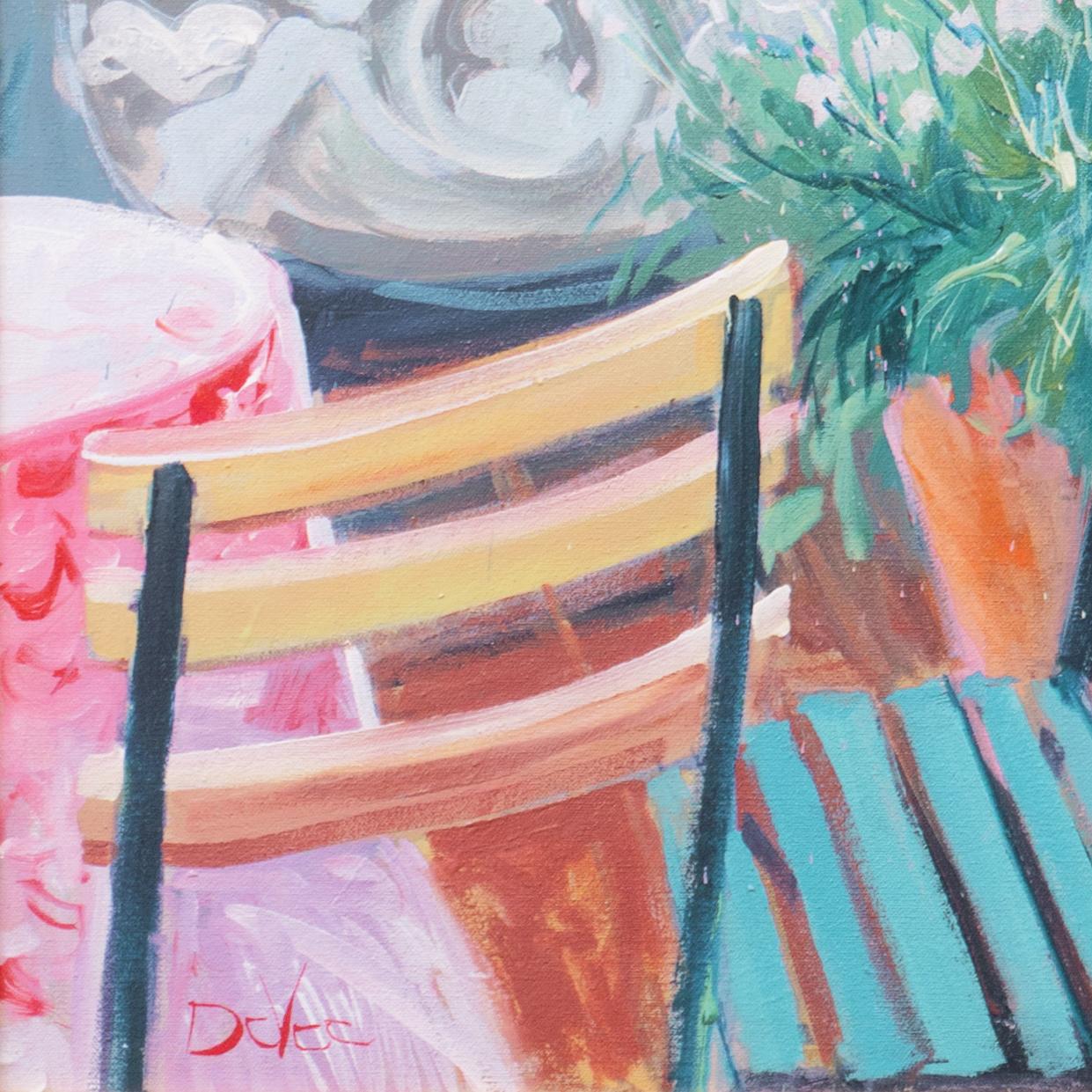 'In the Potting Shed', Large Floral Oil, California College of Arts and Crafts - Painting by Robert DeVee