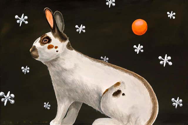 Michele Mikesell - Moon Rabbit - Realist Animal Portrait of Hare with ...