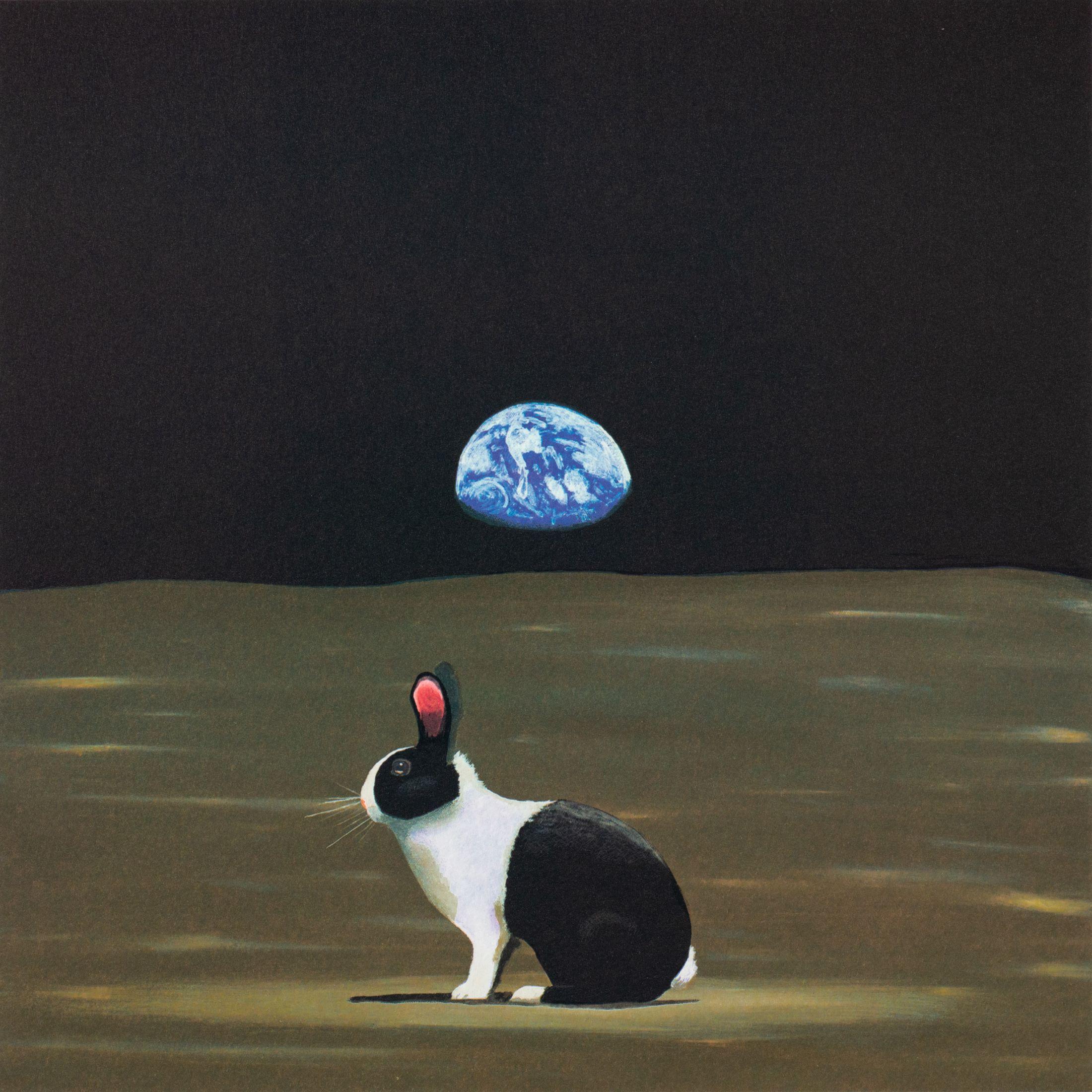 Una Liebre Fuera de Lugar I (Outer-Space) - Print Contemporáneo de Robert Deyber