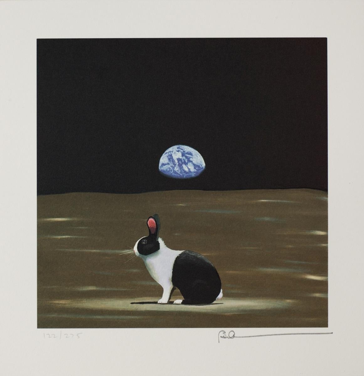 Un lièvre hors de sa place I (Outer Space) - Print de Robert Deyber 