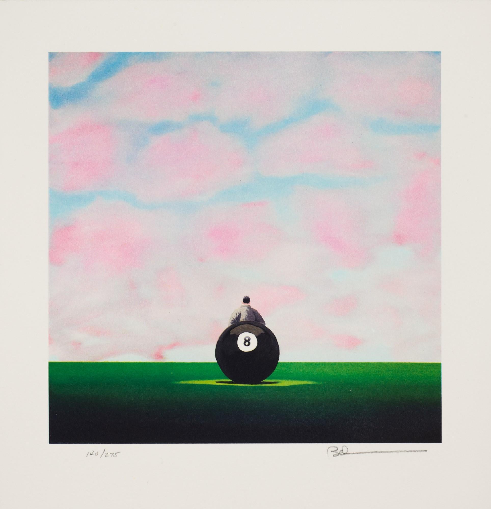 Robert Deyber Figurative Print - Behind the Eight Ball