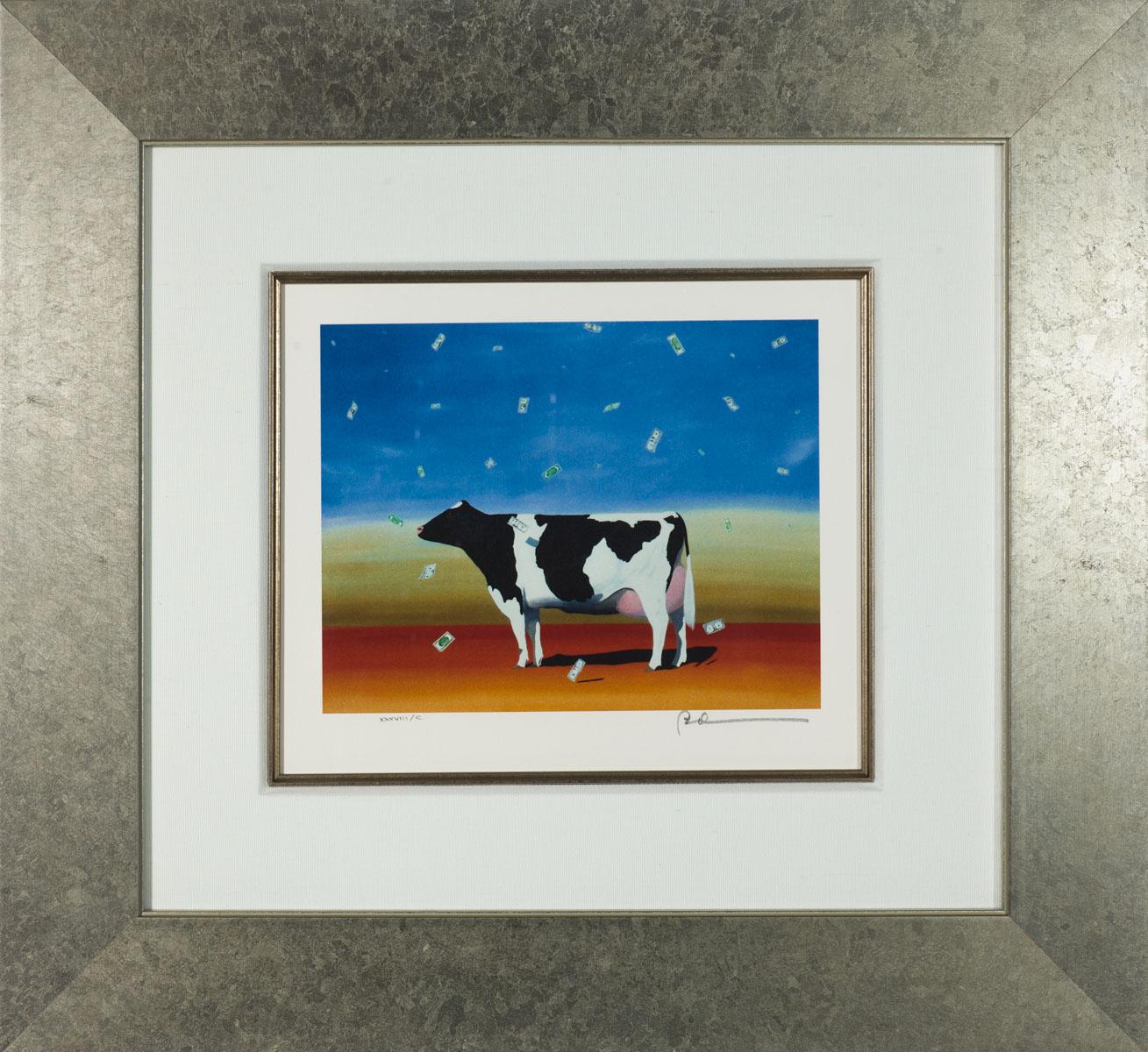 Cash Cow ist eine Lithografie auf Papier, Bildgröße 7,5 x 9
