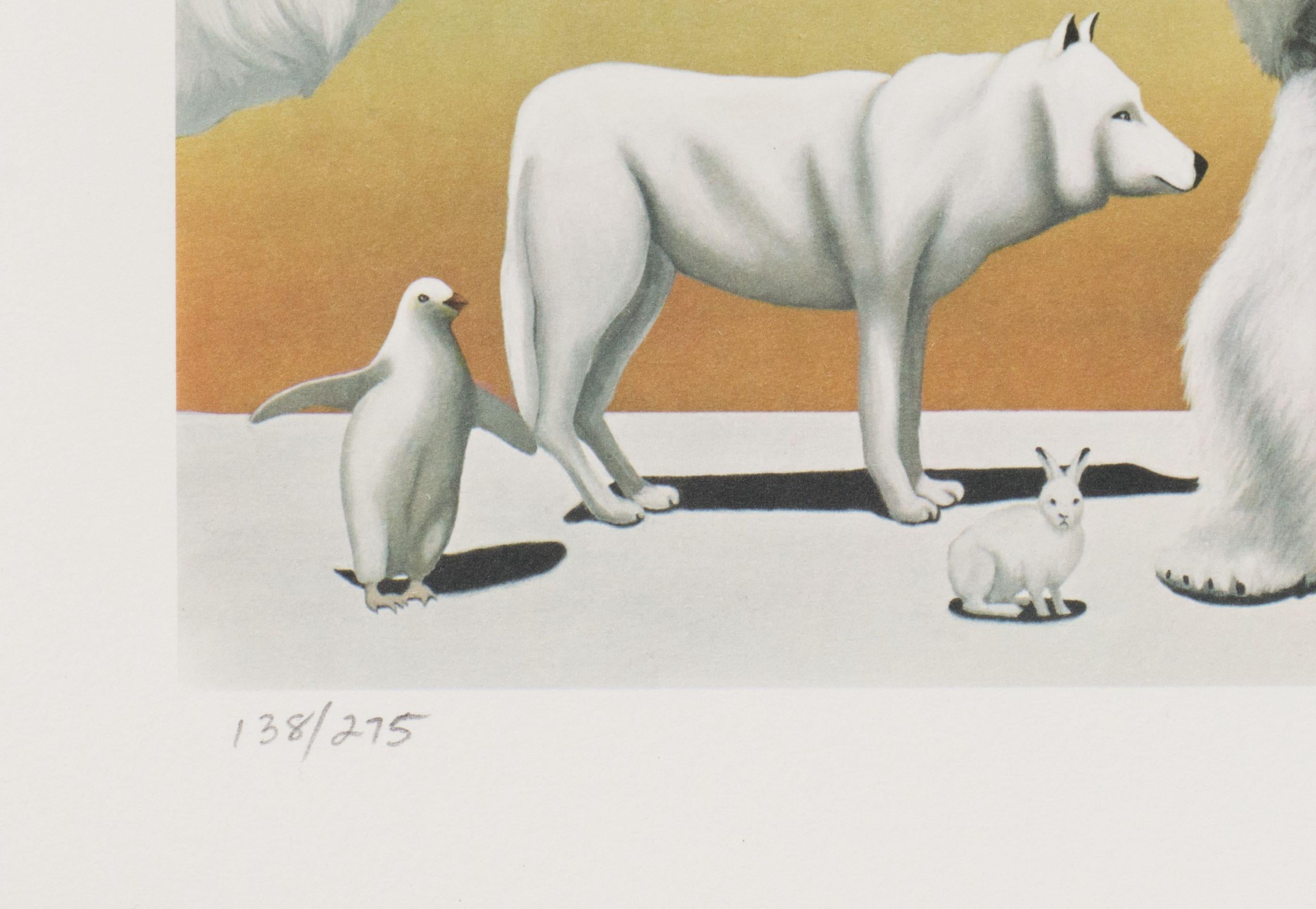 Cold Call (Arctic) - Gray Animal Print by Robert Deyber 