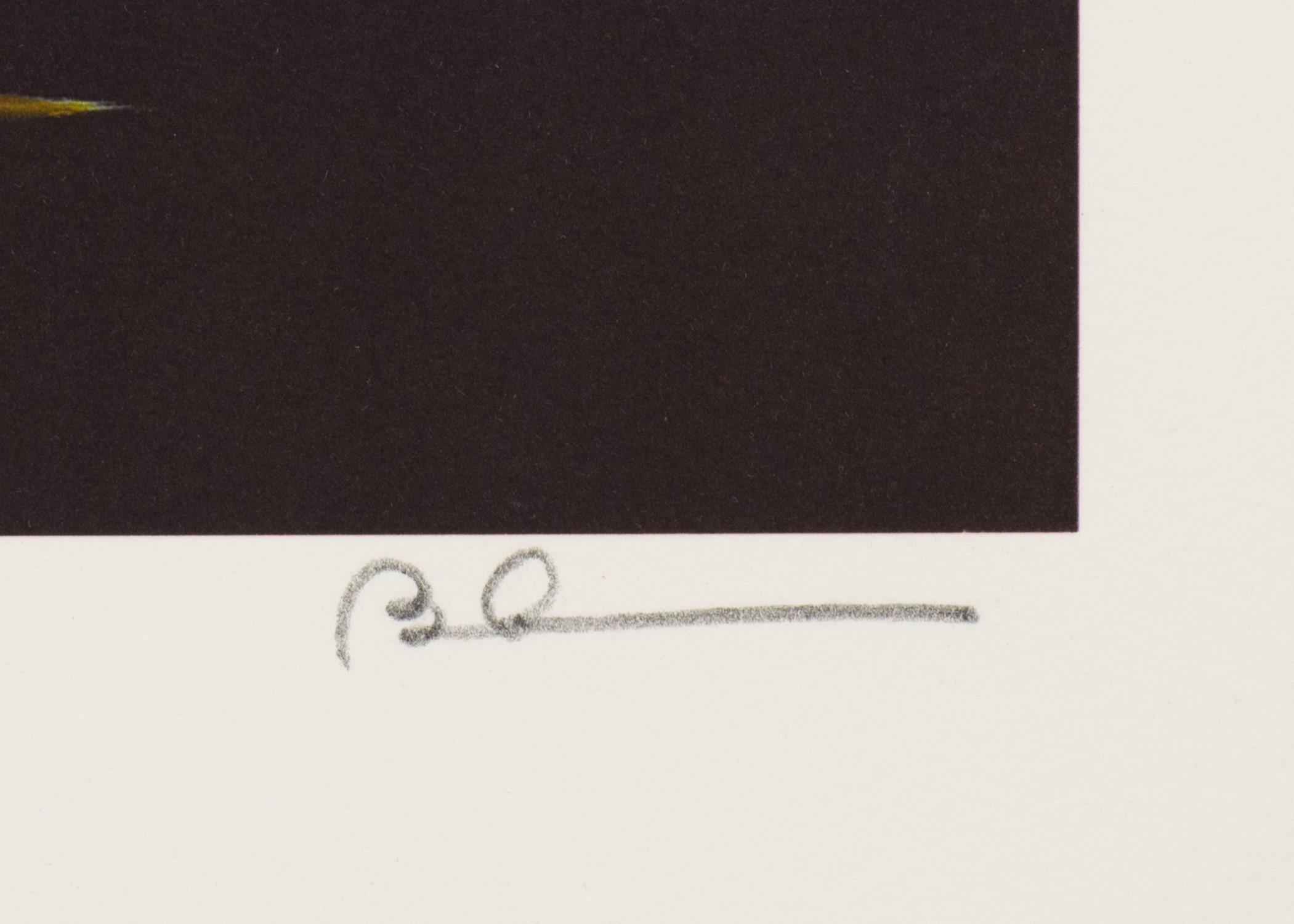 Fire Crackers ist eine Lithografie auf Papier, 9,5 x 9 Zoll Bildgröße, und mit den Initialen 
