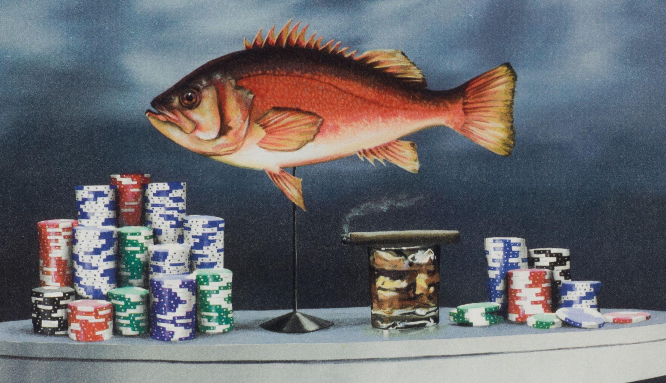 Fish & Chips is a lithograph on paper, initialed lower right 'BD', 9.5 x 9