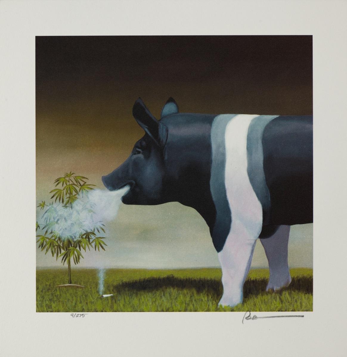 Robert Deyber  Animal Print – Hoch auf dem Hog