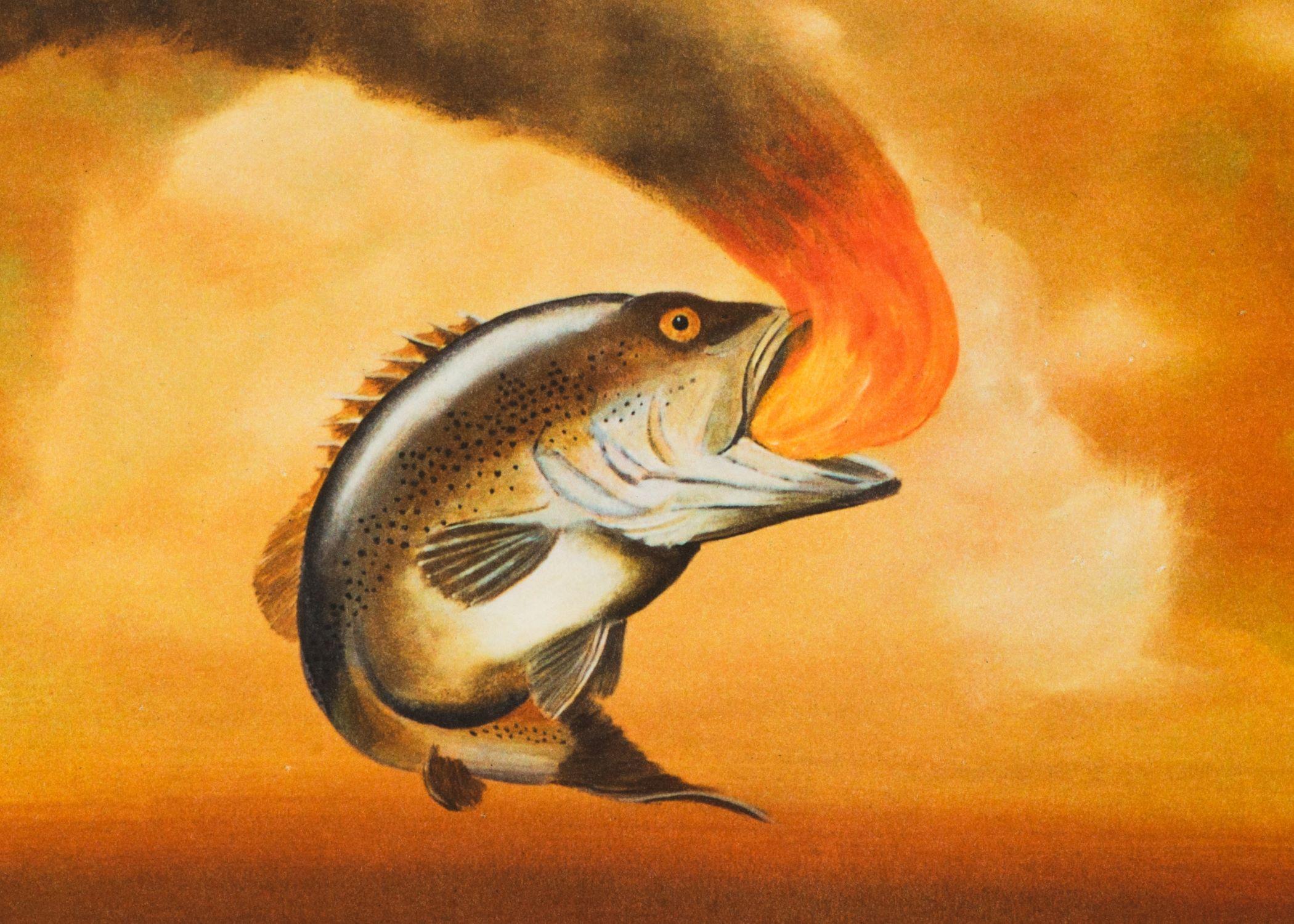 Like a Fish Out of Water est une lithographie sur papier, de format 9,25 x 9 pouces, portant les initiales 