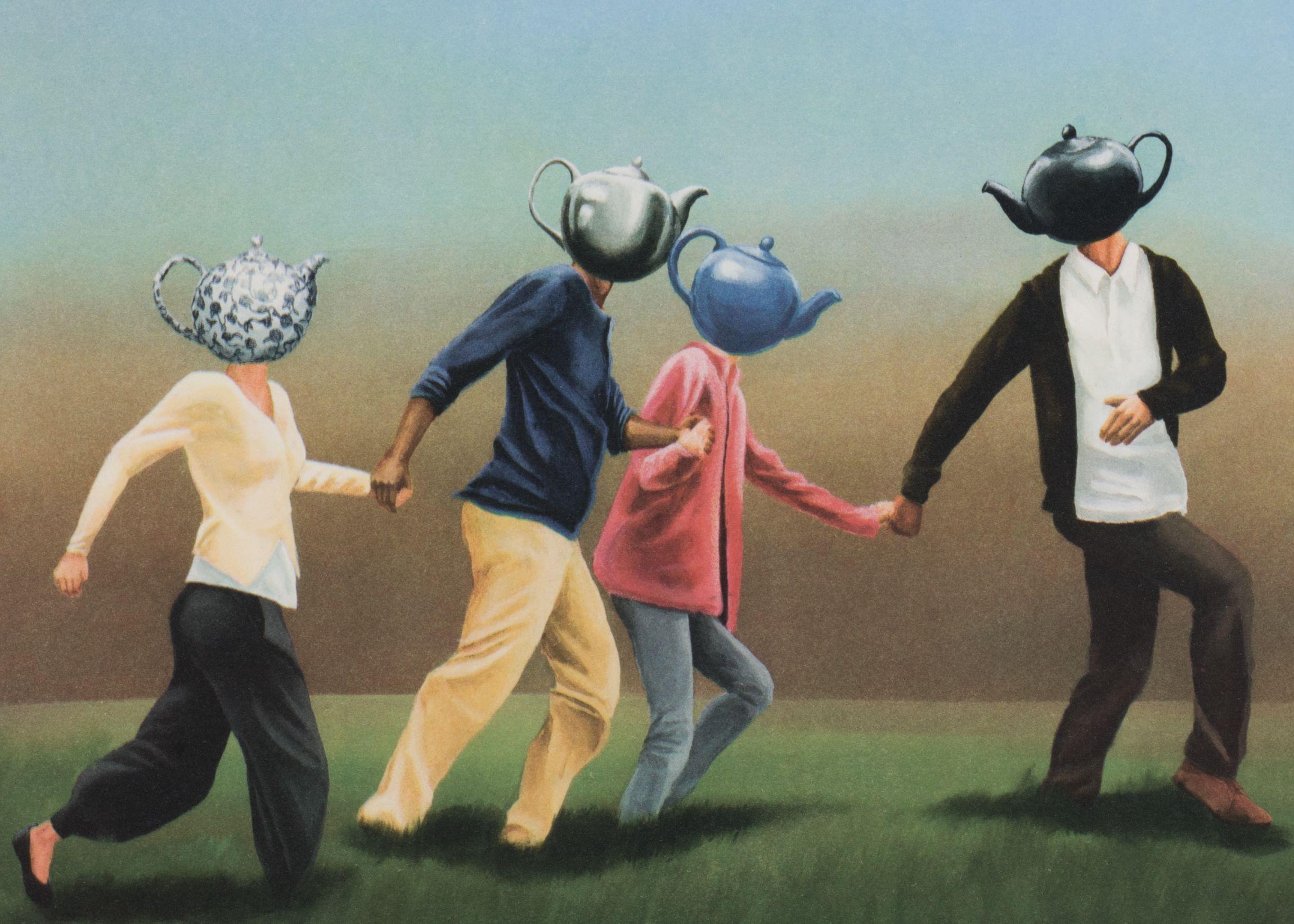 Pot Heads (Humans) is a lithograph on paper, 9 x 9 inches  image size, and initialed 'BD' lower right. From the edition of 395, numbered 205/275 (there were also 100 Roman and 20 AP). Framed in a contemporary, silver-tone frame.

Framing options