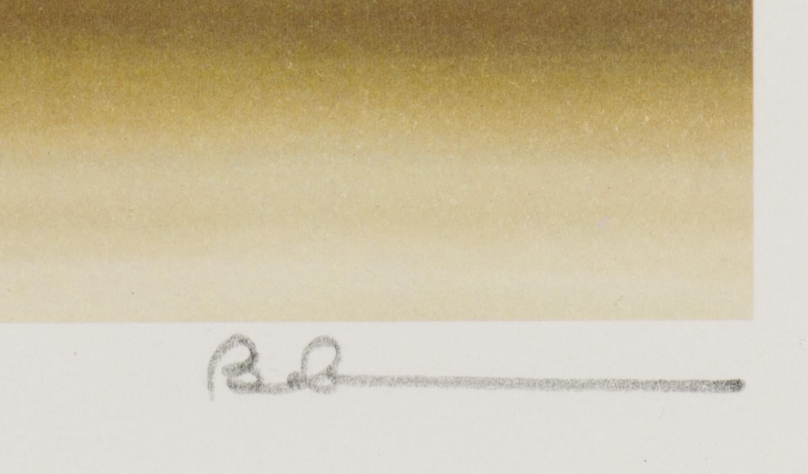 Das gemalte Pferd: Magritte ist eine Lithographie auf Papier, 9,5 x 9 Zoll  Bildgröße und den Initialen 