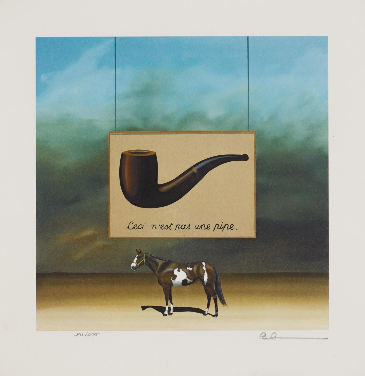 Robert Deyber  Figurative Print – Das Malpferd: Magritte