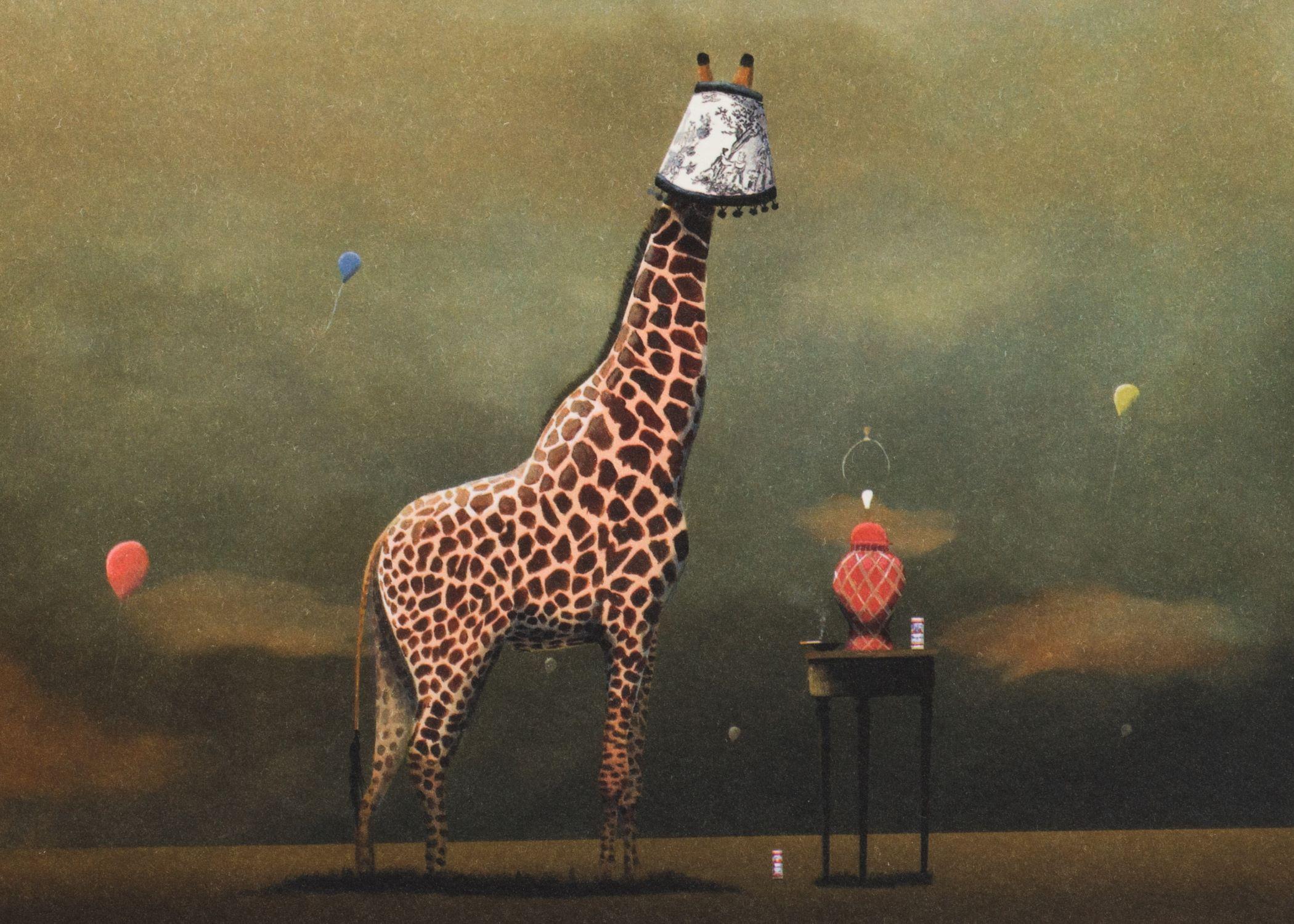 The Party Animal II (Giraffe) is a lithograph on paper, initialed lower right 'BD', 9.5 x 7.25