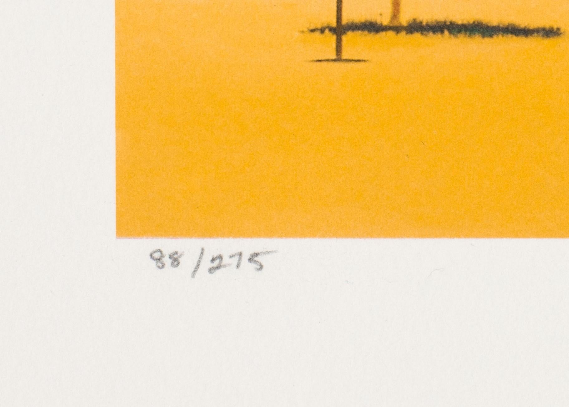 The Pecking Order is a lithograph on paper, 9.5 x 9 inches image size, and initialed 'BD' lower right. From the edition of 395, numbered 88/275 (there were also 100 Roman and 20 AP). Framed in a contemporary, silver-tone frame.

Robert Deyber’s
