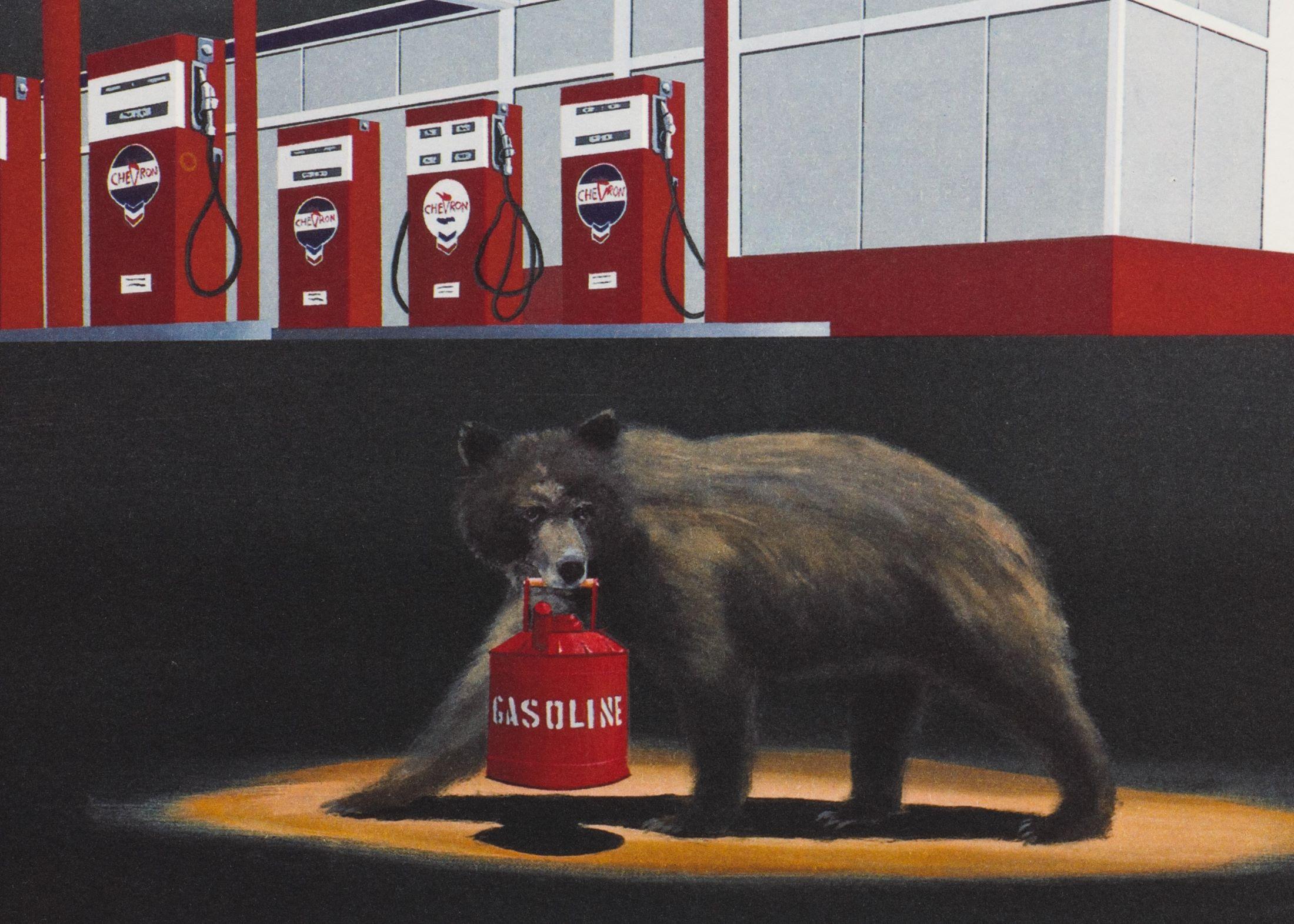 The Standard Bear is a lithograph on paper, 9.5 x 9 inches image size, and initialed 'BD' lower right. From the edition of 395, numbered 108/275 (there were also 100 Roman and 20 AP). Framed in a contemporary, silver-tone frame.

Robert Deyber’s