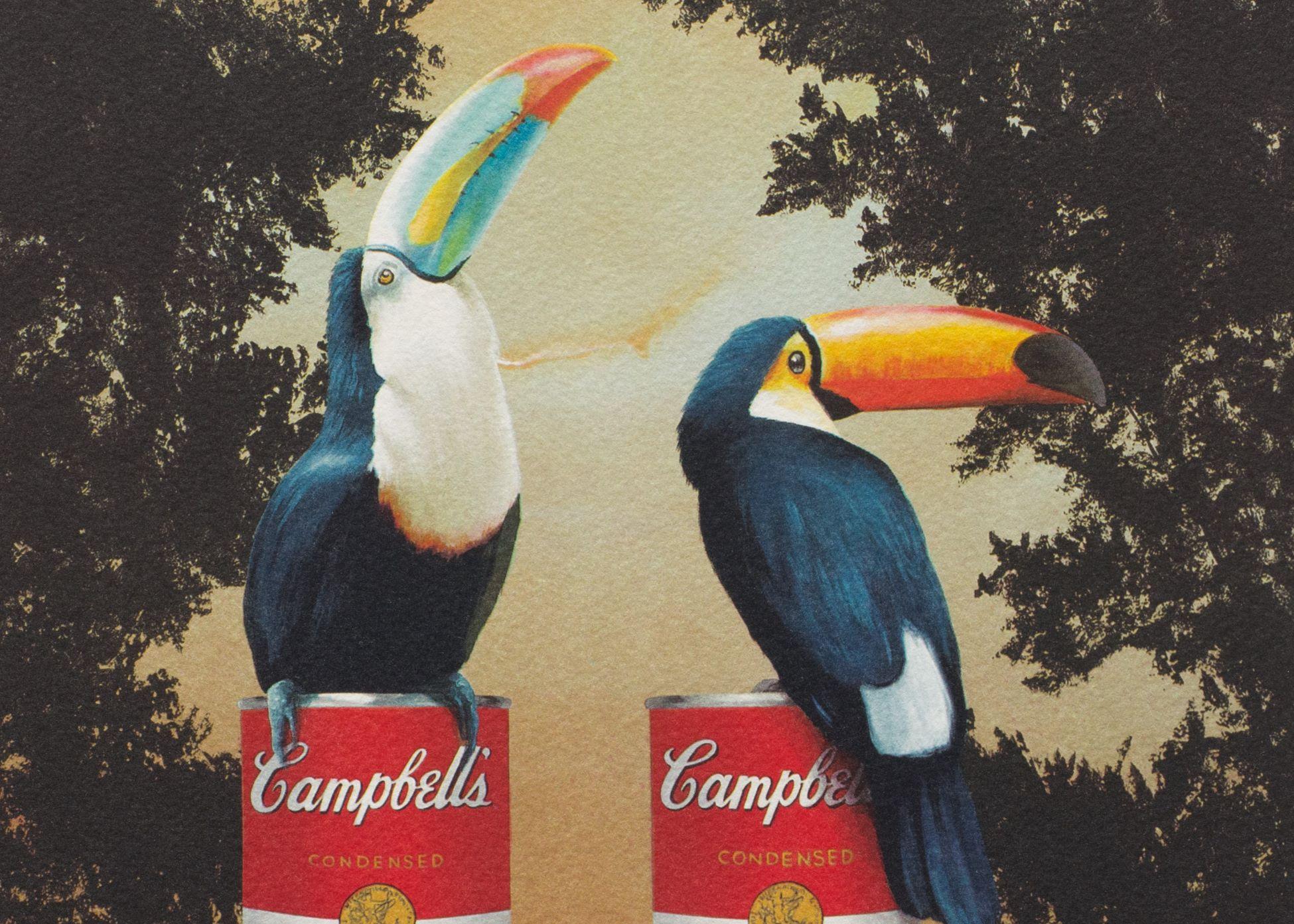 Toucans is a lithograph on paper, initialed lower right 'BD', 9 x 9