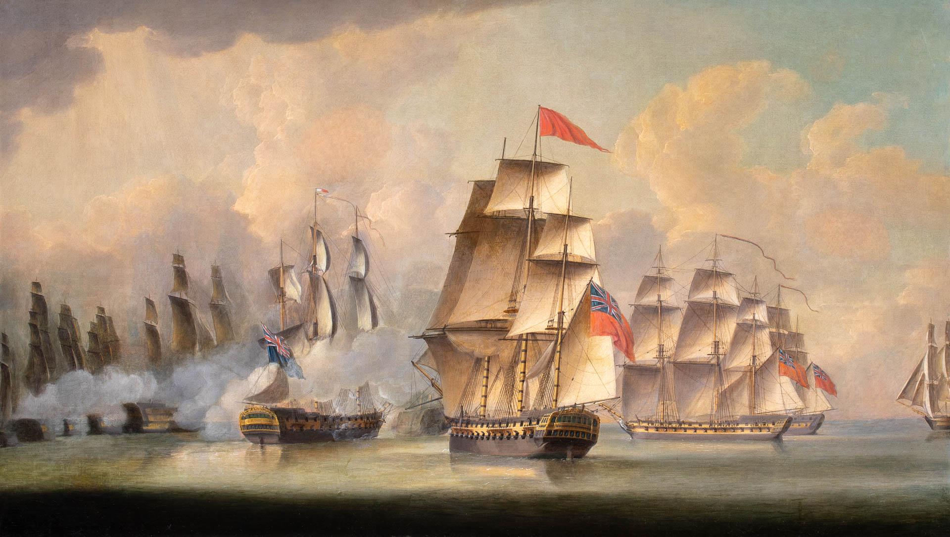 Napoleonic War Battle of Pulo Aura - Painting by Robert Dodd