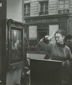 Woman Looking at Painting of a Nude in Paris Antique Shop Window, 1948