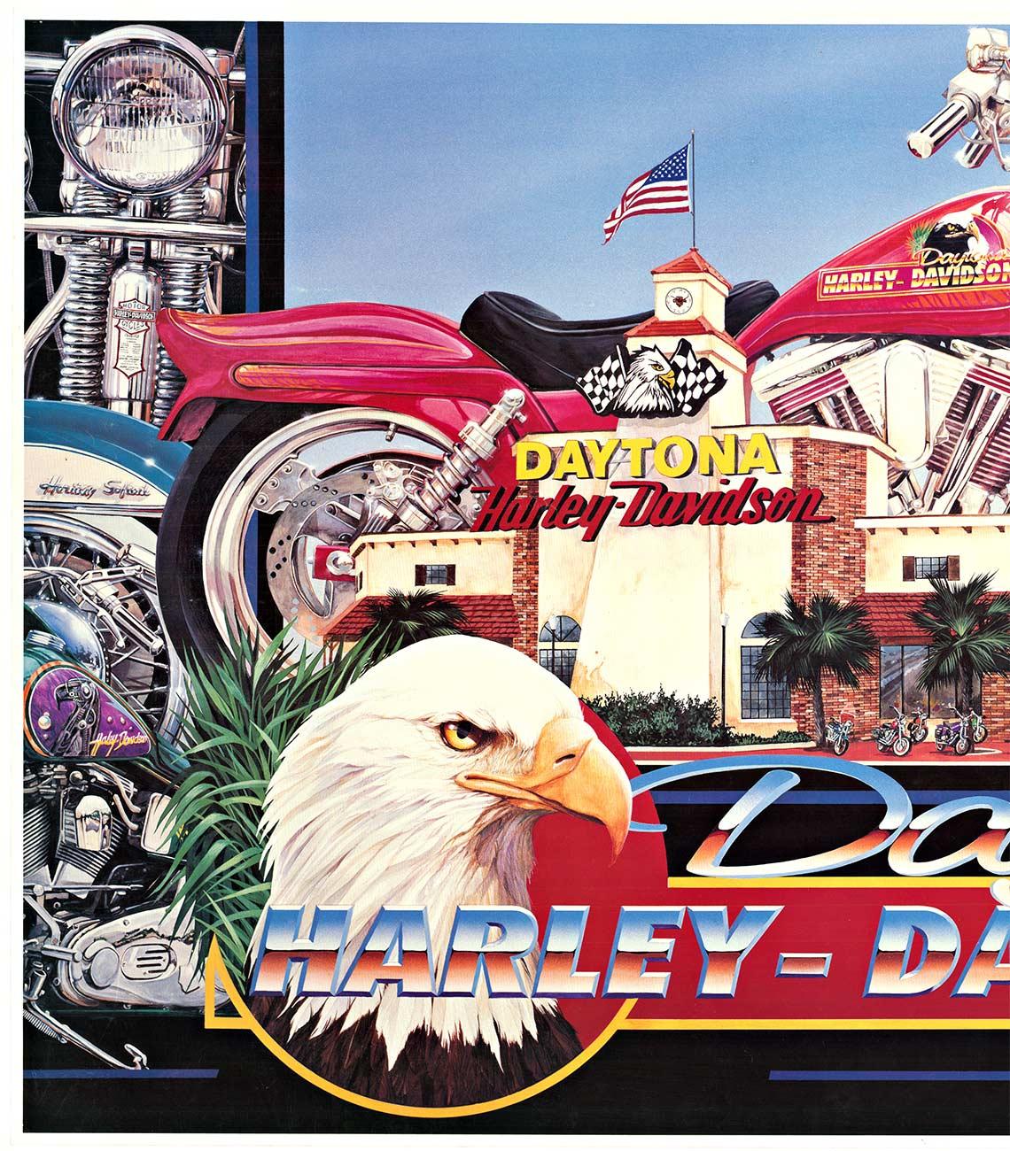 Poster orizzontale originale delle moto Harley Davidson / Daytona - Print di Robert Dorman