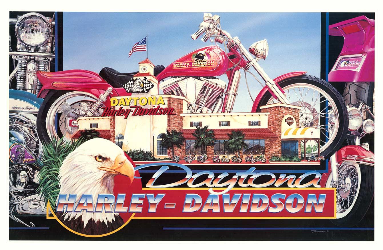 Poster orizzontale originale delle moto Harley Davidson / Daytona