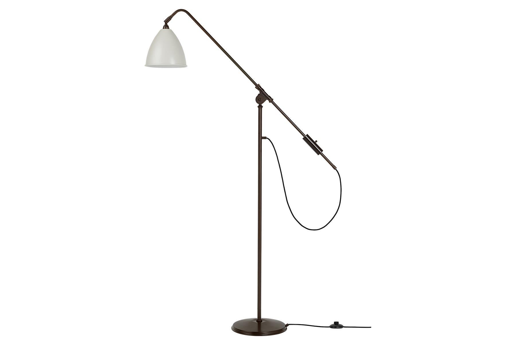 English Robert Dudley Bestlite BL4 Floor Lamp, Black Brass and White