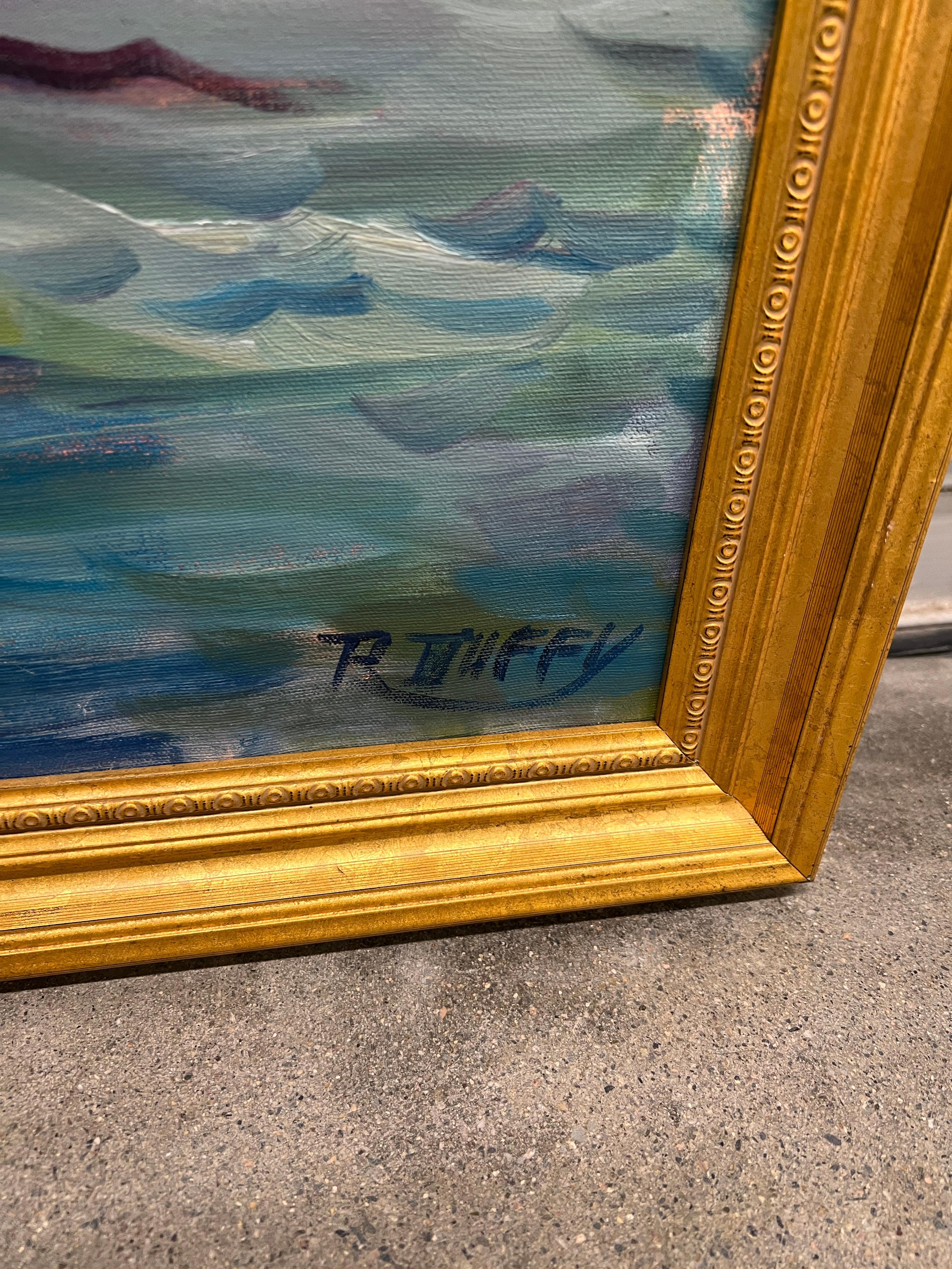 Robert Duffy (American, 1928-2015), Impressionist Newport Harbor Oil On Canvas  In Good Condition For Sale In Atlanta, GA