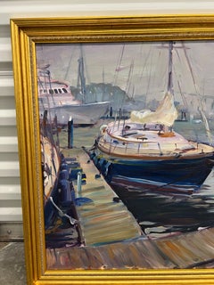 Robert Duffy (American, 1928-2015), Impressionist Newport Harbor Seascape Oil