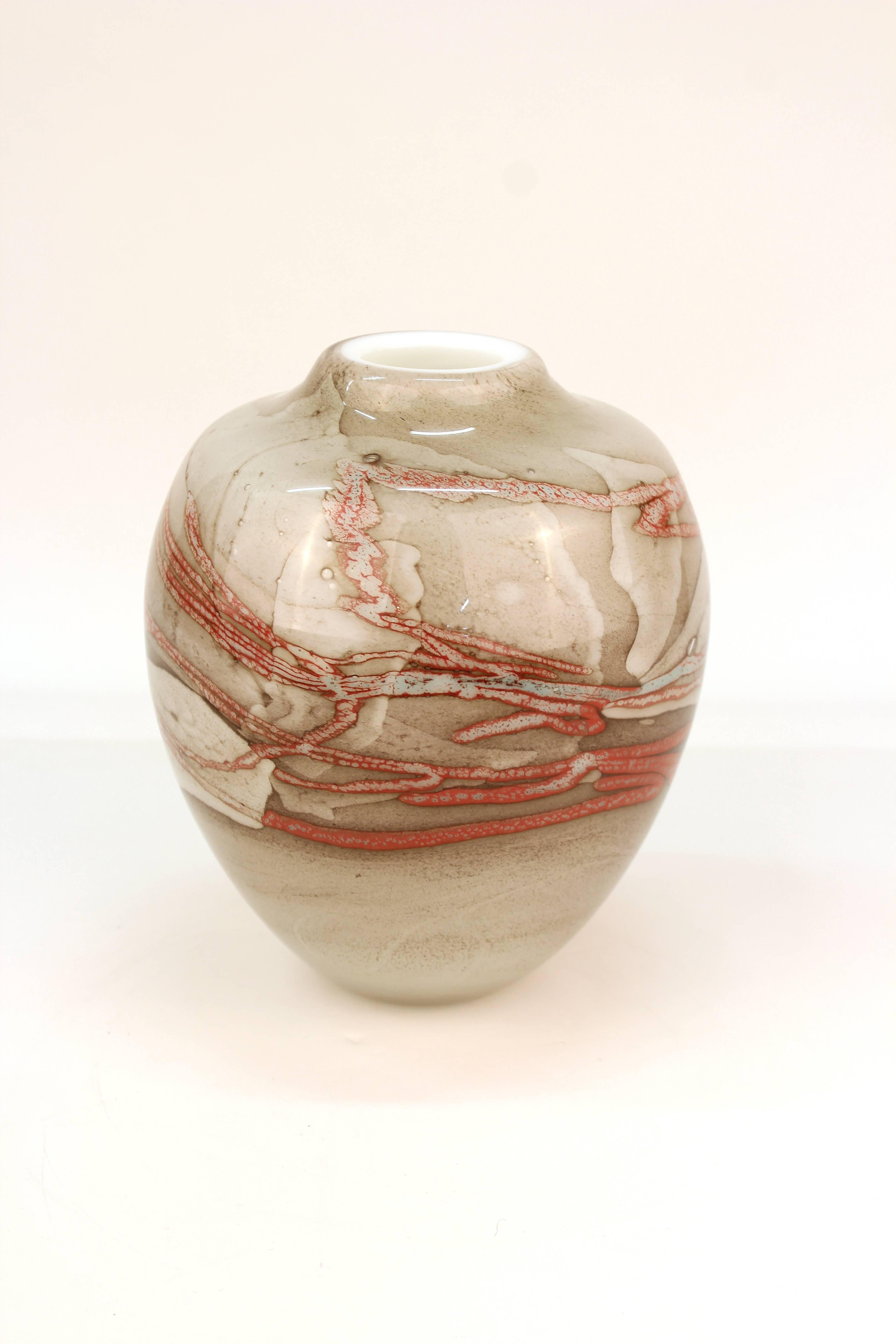 Late 20th Century Robert DuGrenier Modern Studio Art Glass Vase, Signed For Sale