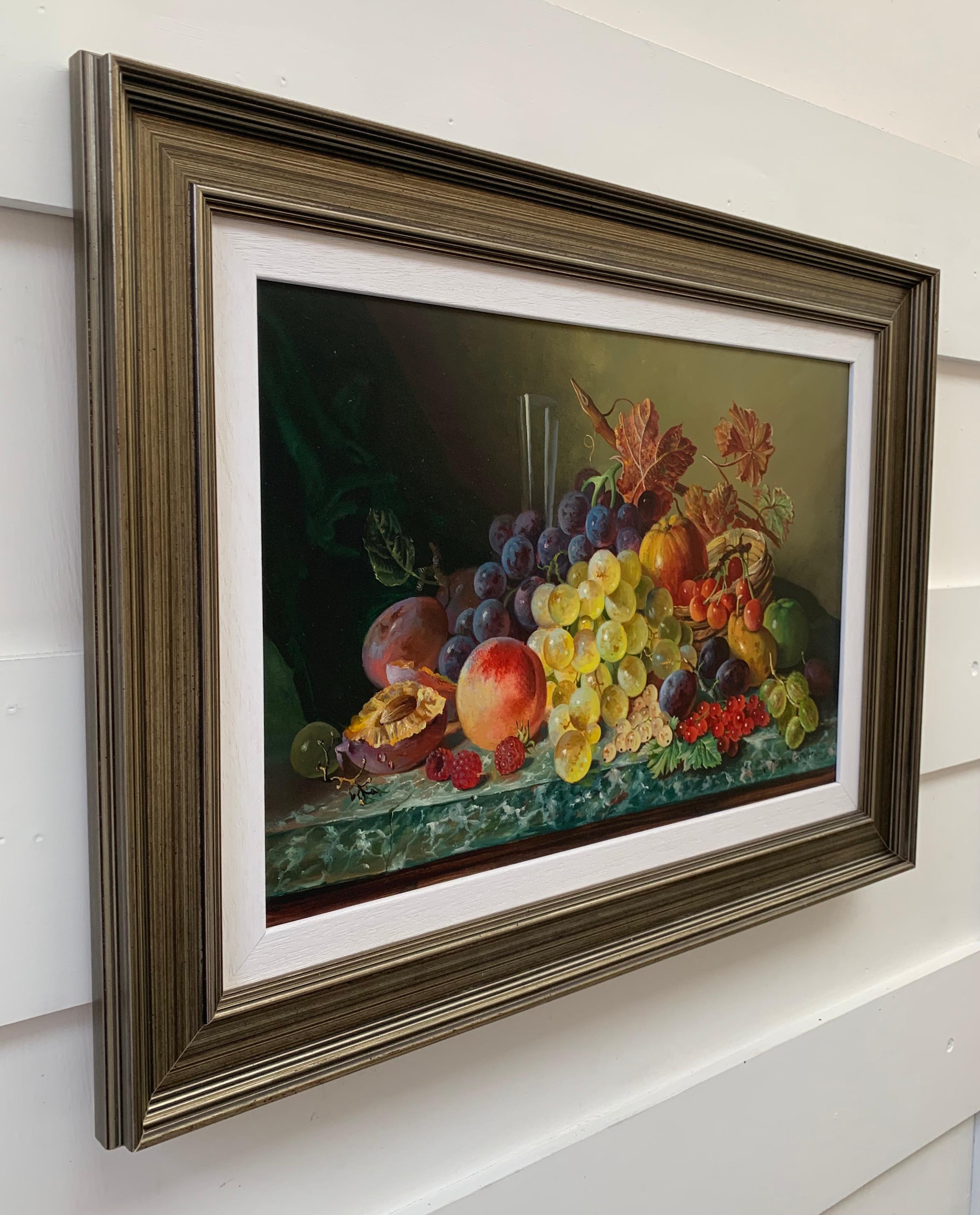 Schönes:: farbenfrohes Ölgemälde eines berühmten britischen Malers von Obst – Painting von Robert Dumont-Smith