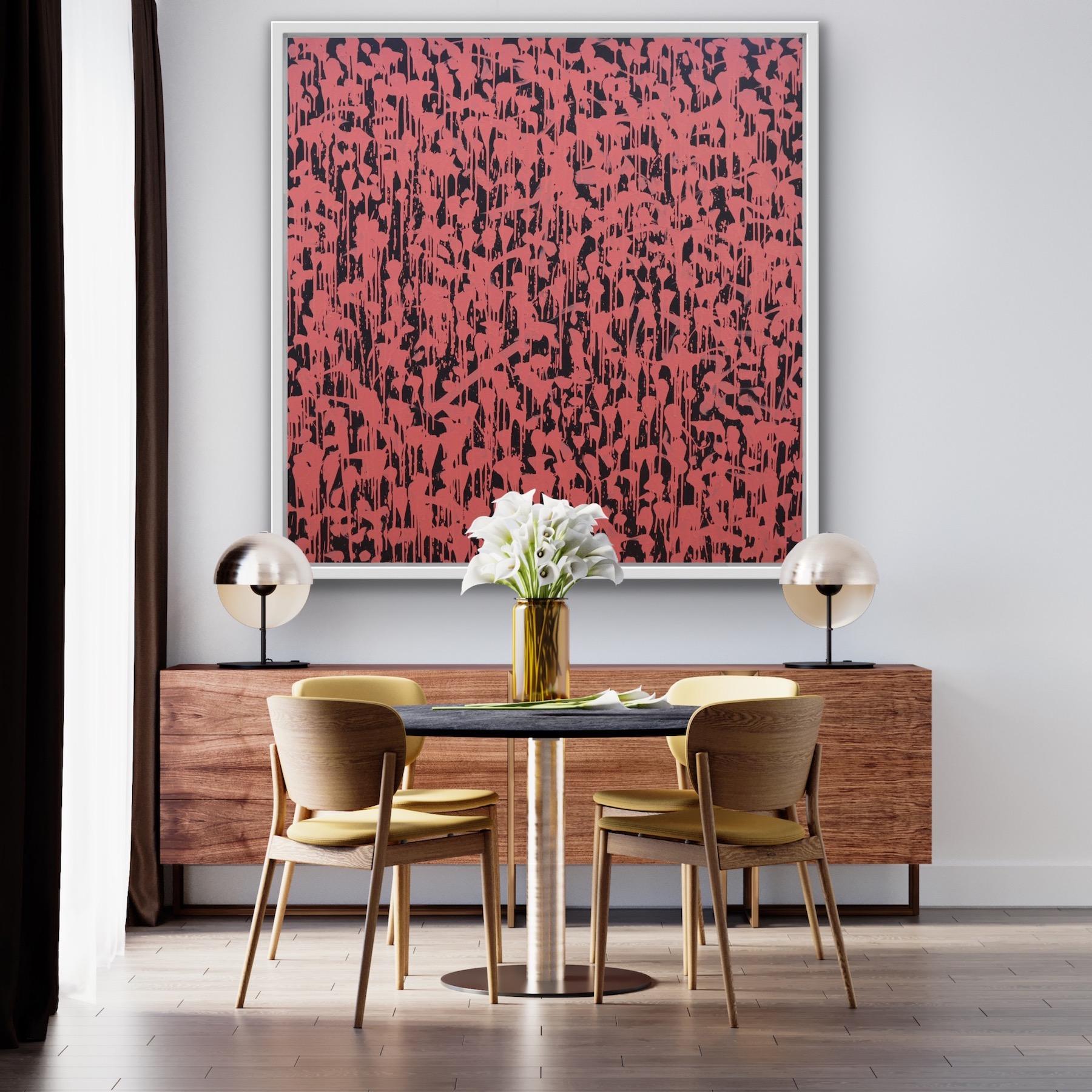 Dian, Jackson Pollock Style Painting, Large Original Statement Abstract Art,  - Pink Abstract Painting by Robert Dunt