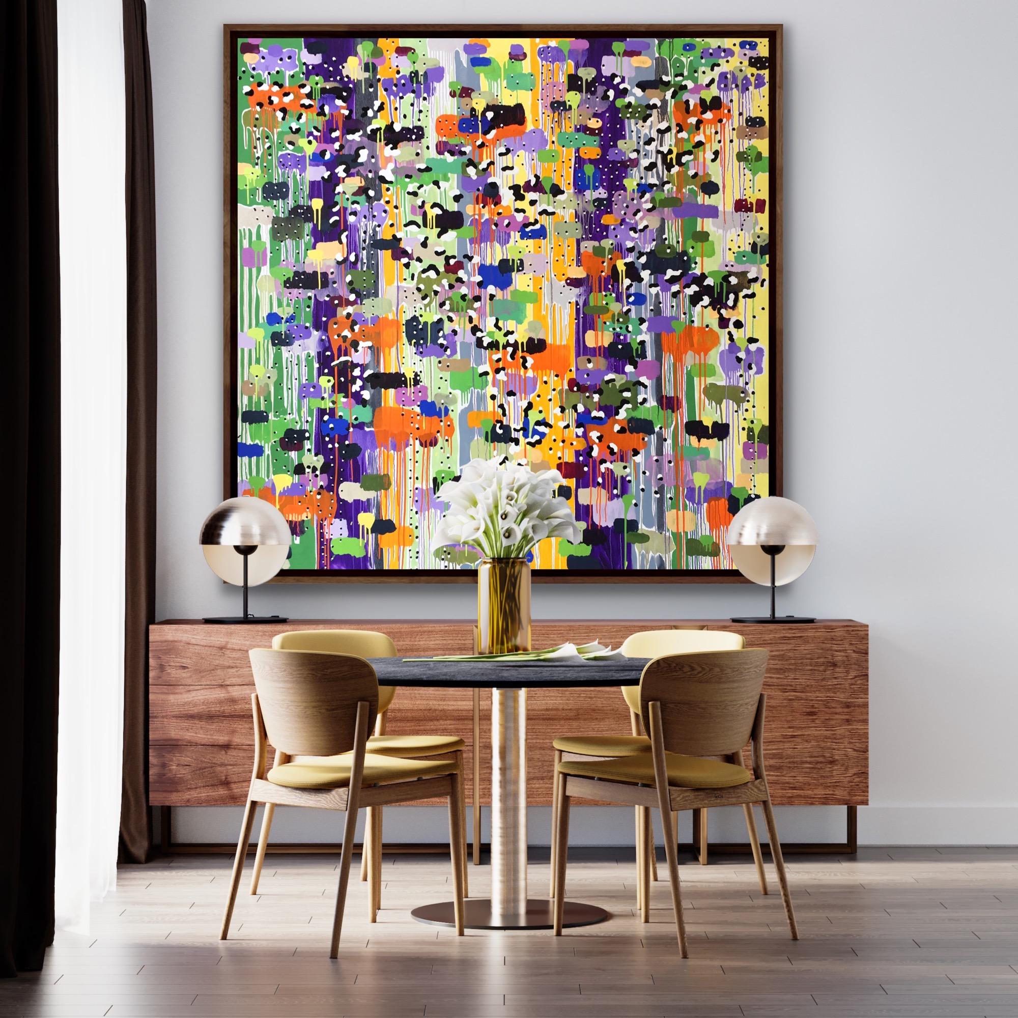 Dundonald Blossom, Original Abstract Painting, Large Bright Statement Artwork - Print by Robert Dunt