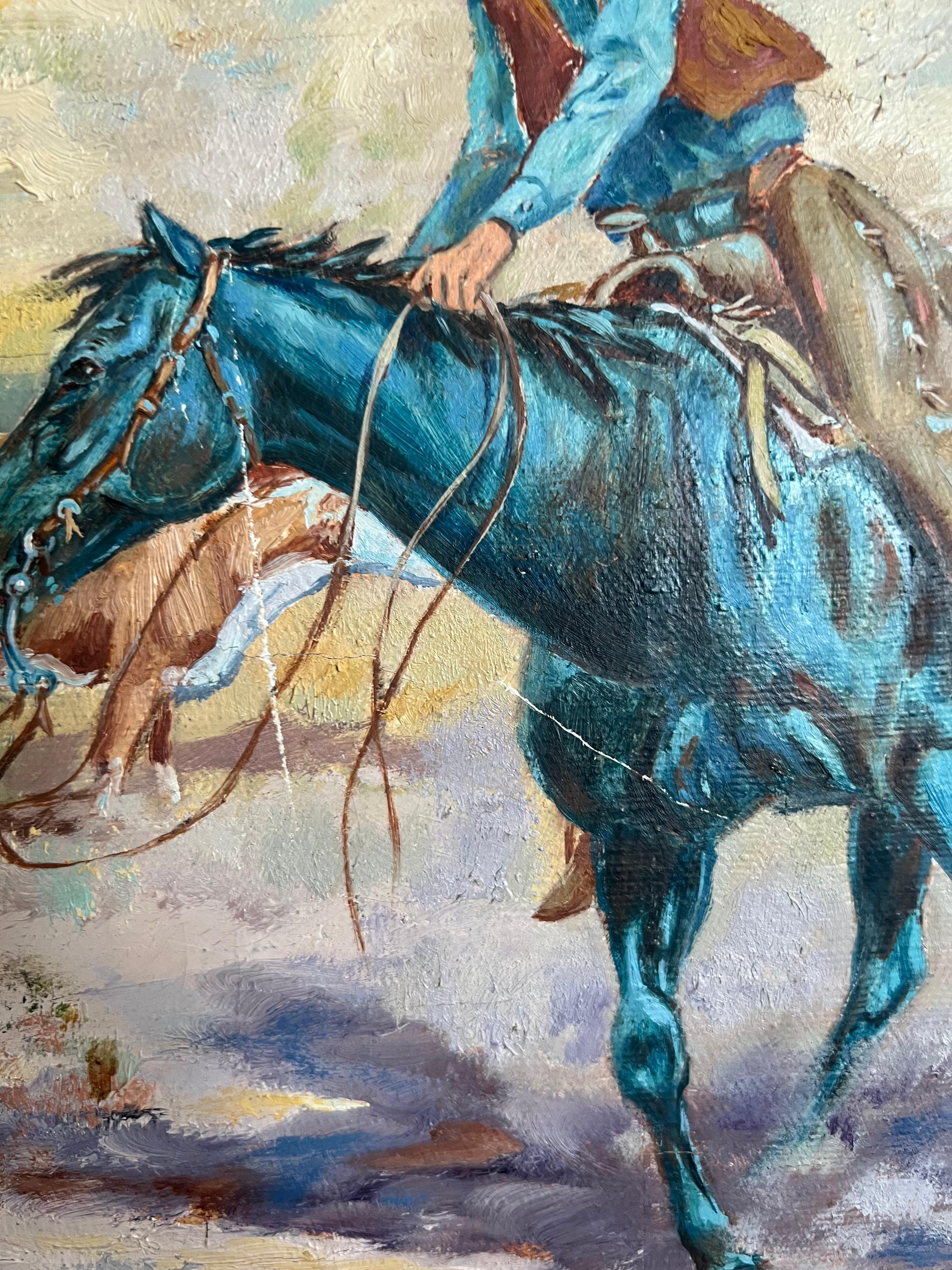 Cuttin 'em the Western Way - Quadro western con cowboy che pascolano il bestiame 5