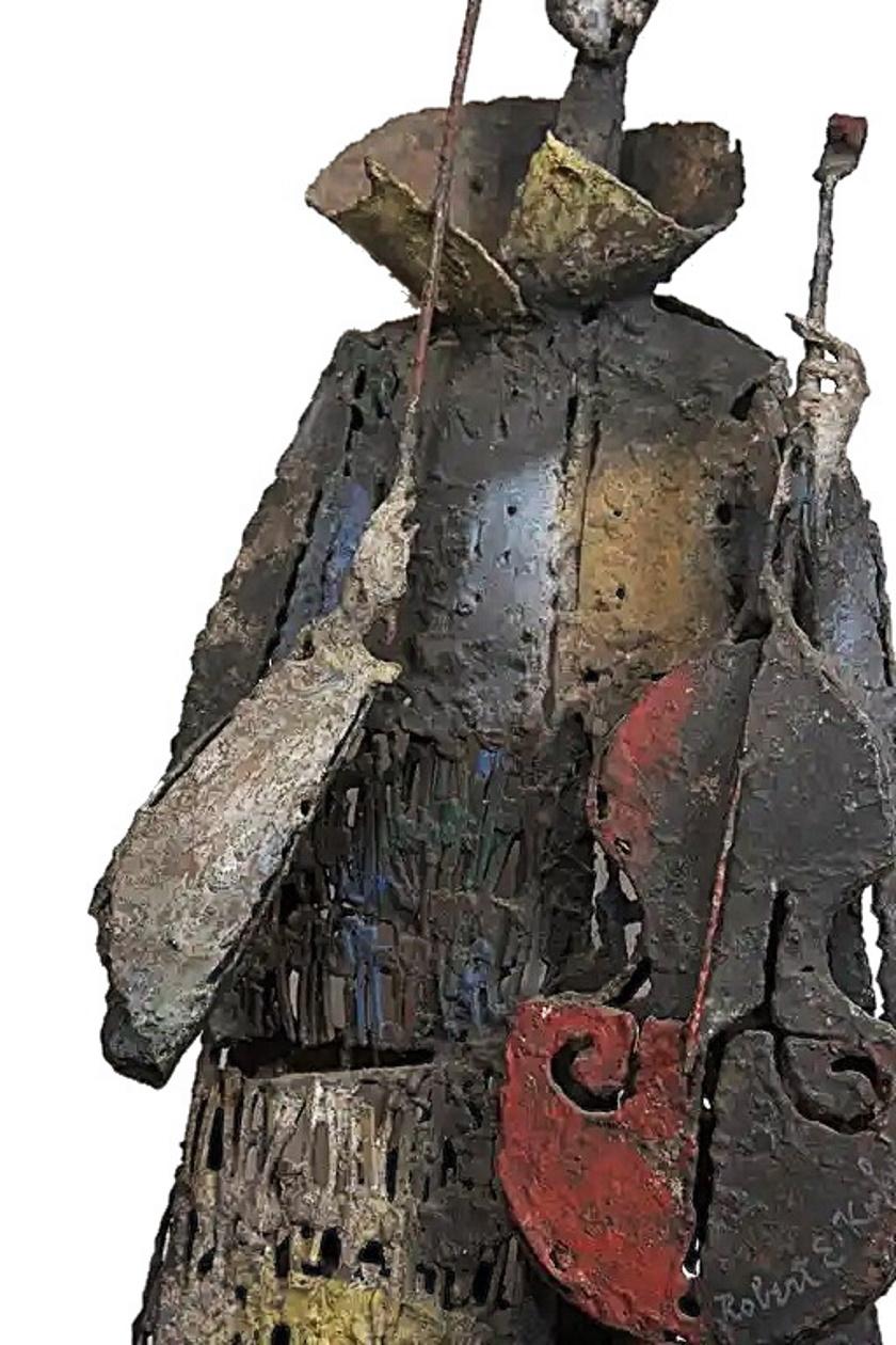 Mid-Century Modern Robert E. Kuhn, American Cubist Wrought Iron Wall Sculpture of a Violinist, 1959 For Sale