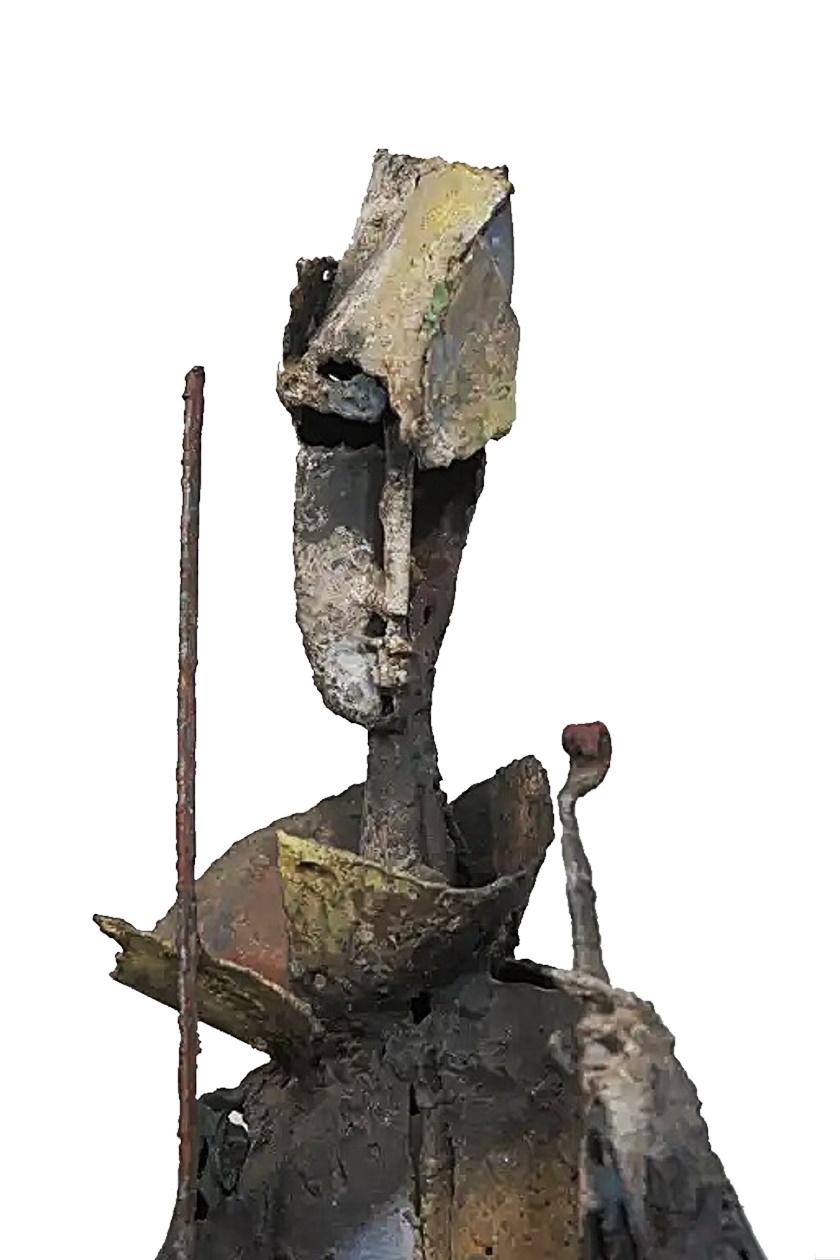 Mid-20th Century Robert E. Kuhn, American Cubist Wrought Iron Wall Sculpture of a Violinist, 1959 For Sale