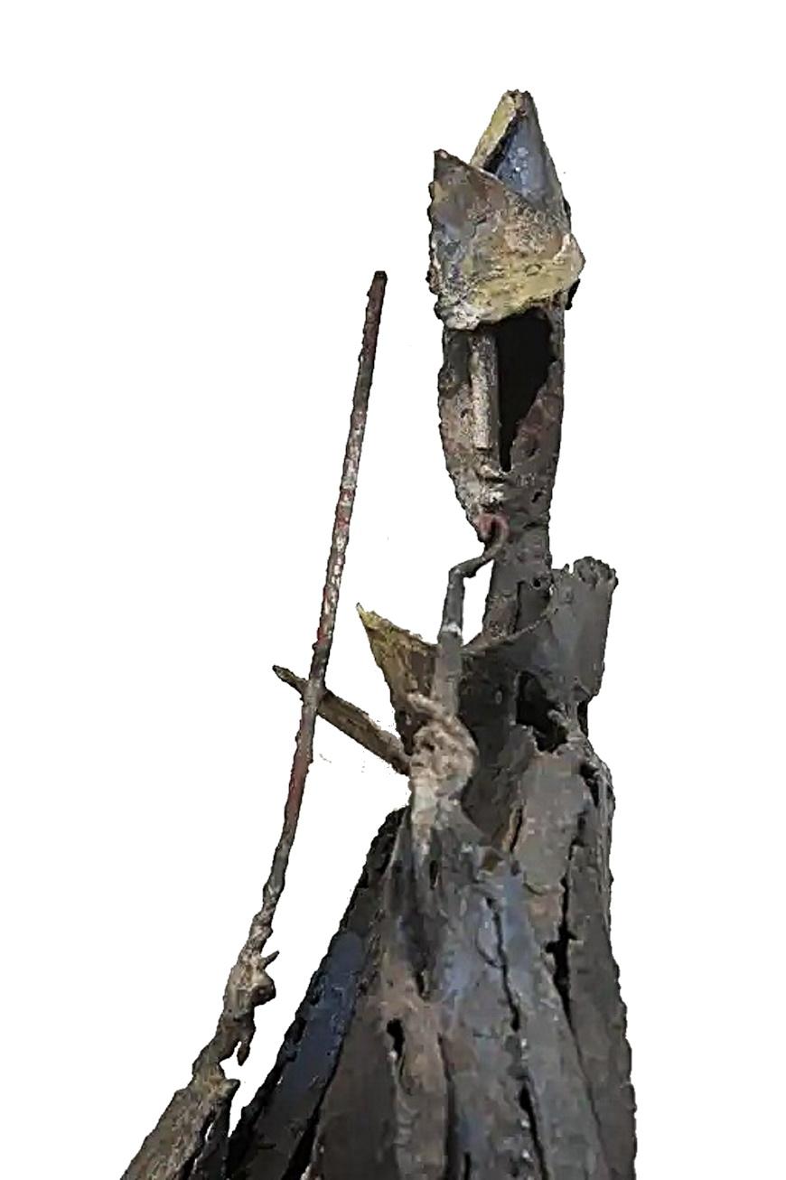Robert E. Kuhn, American Cubist Wrought Iron Wall Sculpture of a Violinist, 1959 For Sale 3