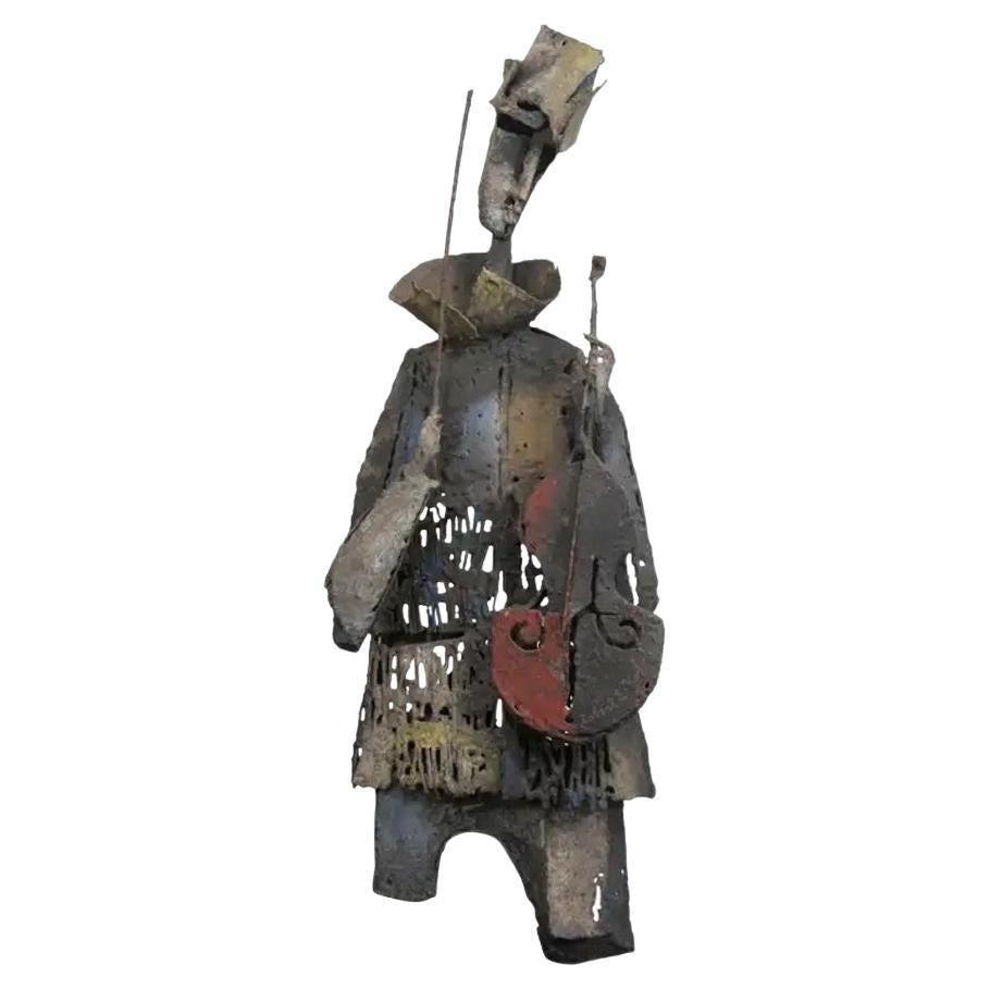 Robert E. Kuhn, American Cubist Wrought Iron Wall Sculpture of a Violinist, 1959 For Sale