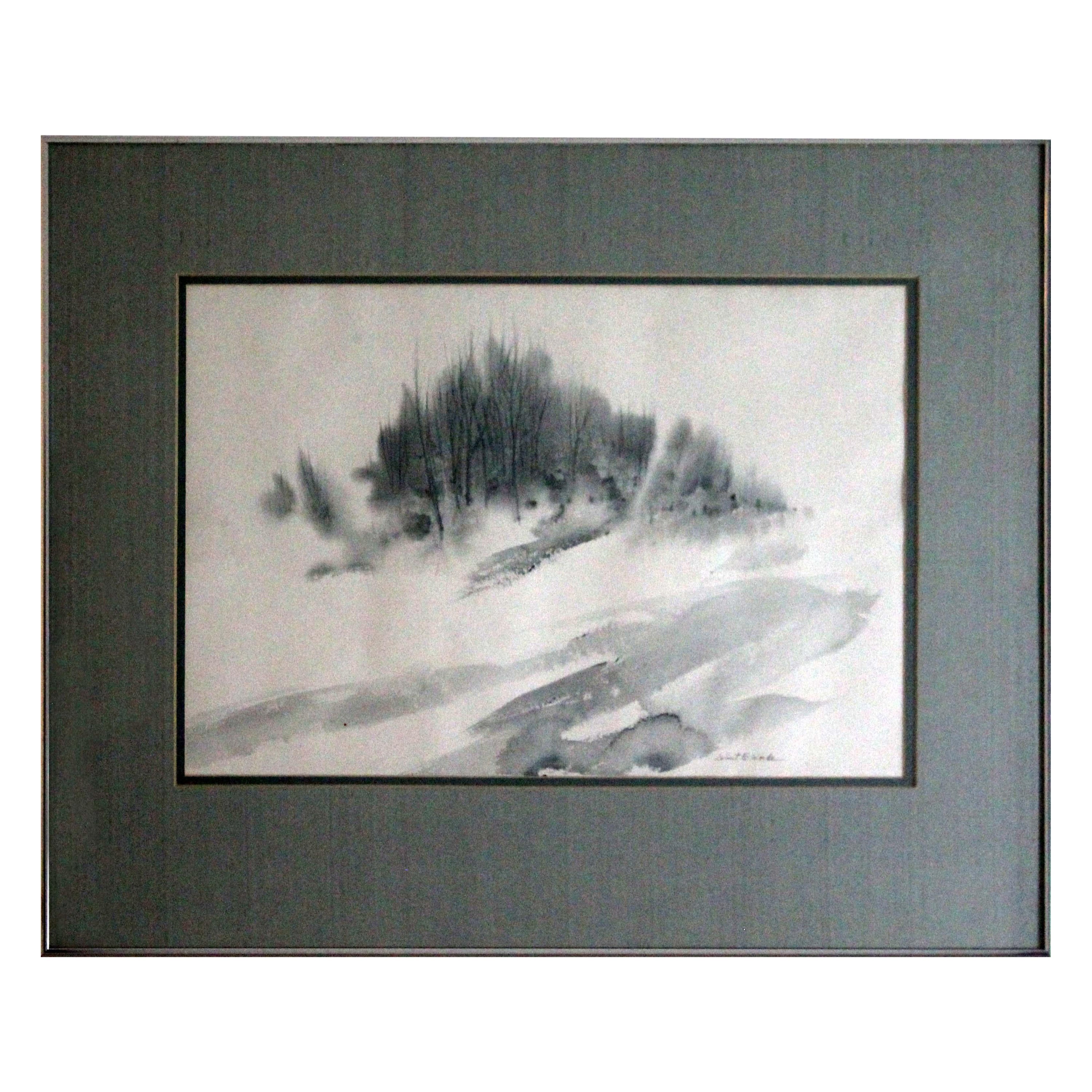 Robert E Woide Untitled Landschaft, signiert, Original, Aquarell gerahmt