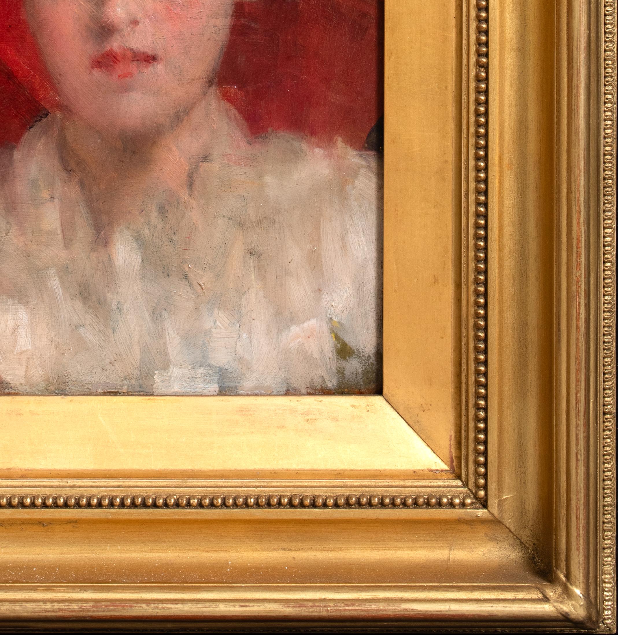 Portrait Of A Lady With A Red Parasol, circa 1900  by Robert Edward MORRISON  For Sale 1
