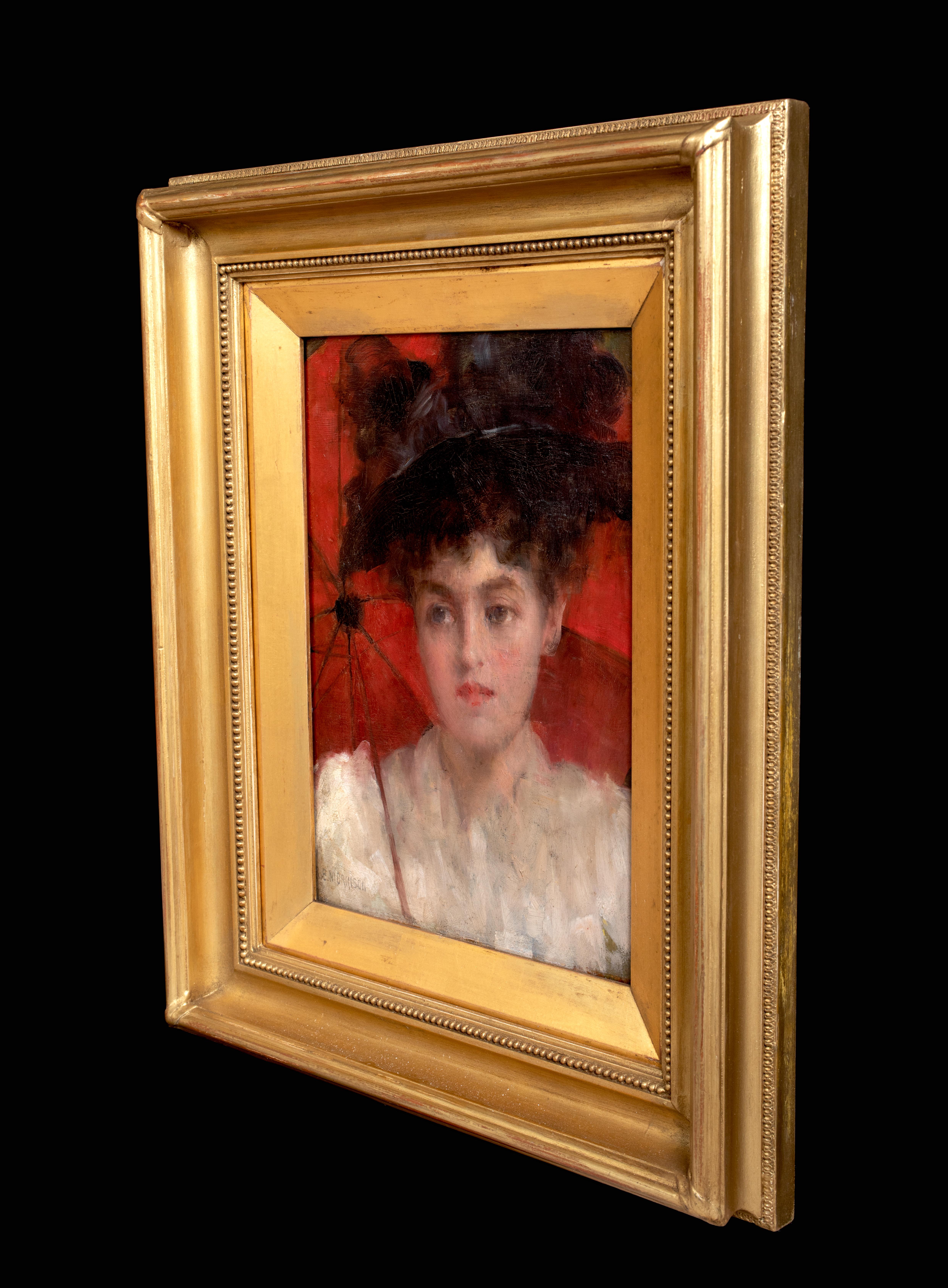 Portrait Of A Lady With A Red Parasol, circa 1900  by Robert Edward MORRISON  For Sale 6