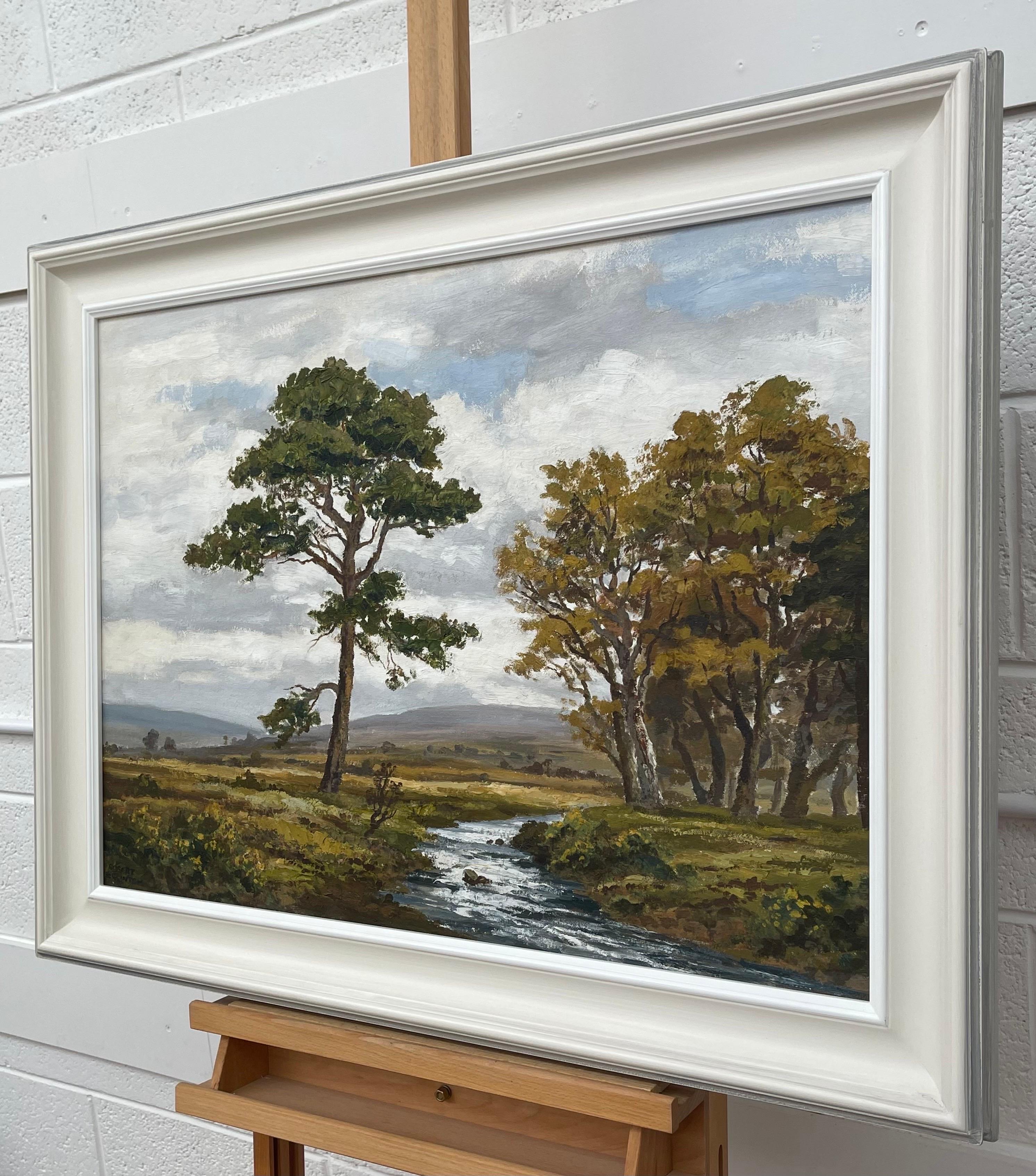 Paisaje fluvial de Glenfinnan en las Tierras Altas de Escocia por un artista del siglo XX - Landscape Painting Gris de Robert Eggington