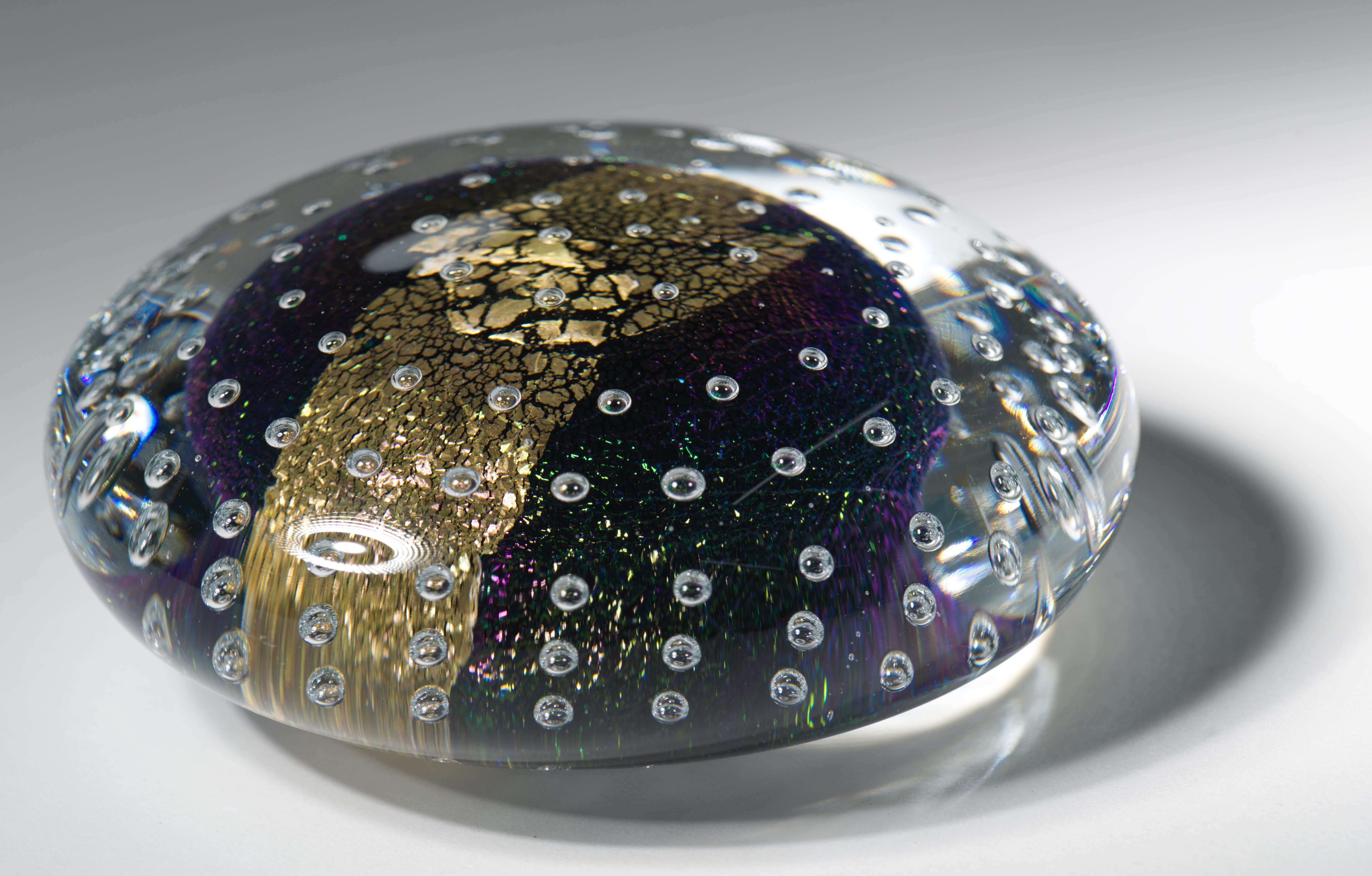 Fine XX secolo Robert Eickholt Scultura a disco dicroico di grandi dimensioni, vetro artistico americano in vendita