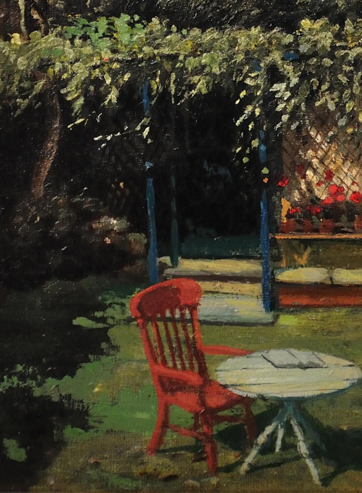 A New England Cottage Garden.Original Painting.Robert Emmett Owen. American Home 5