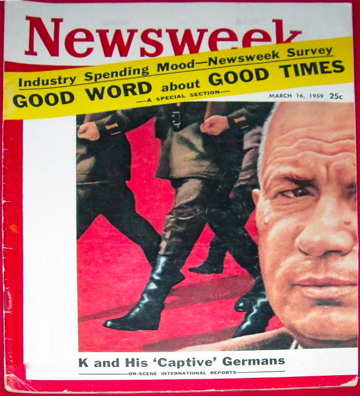 Cover of Newsweek, Kruschev, Russia  March 16th 1959  - Painting by Robert Engle