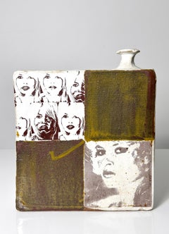 Robert Engle Pop Art Studio Pottery Bridgette Bardot Transfer Graphic Vessel
