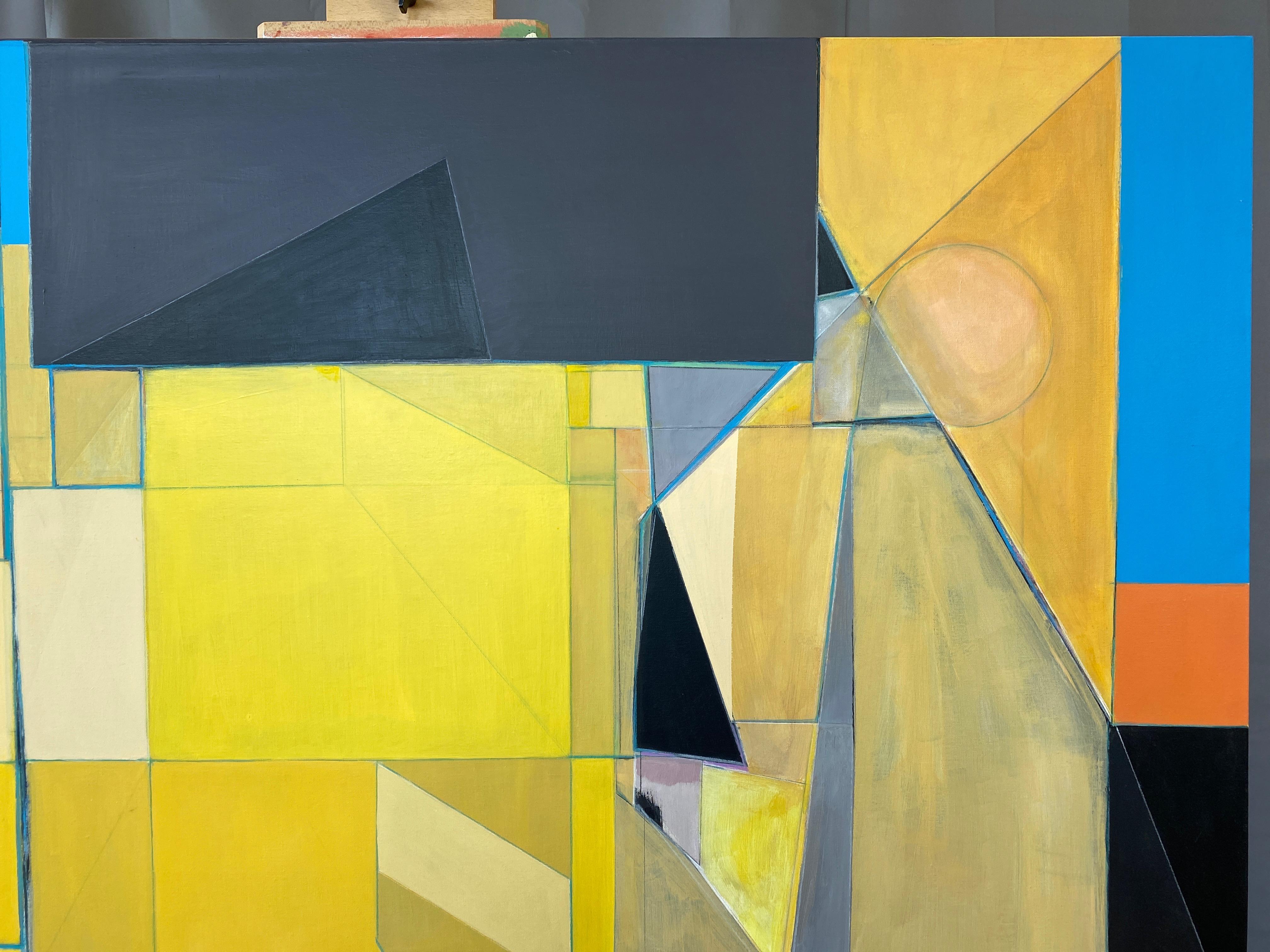 Late 20th Century Robert English “Etheric Double”, Large Abstract Cubist Painting, 1994-1995