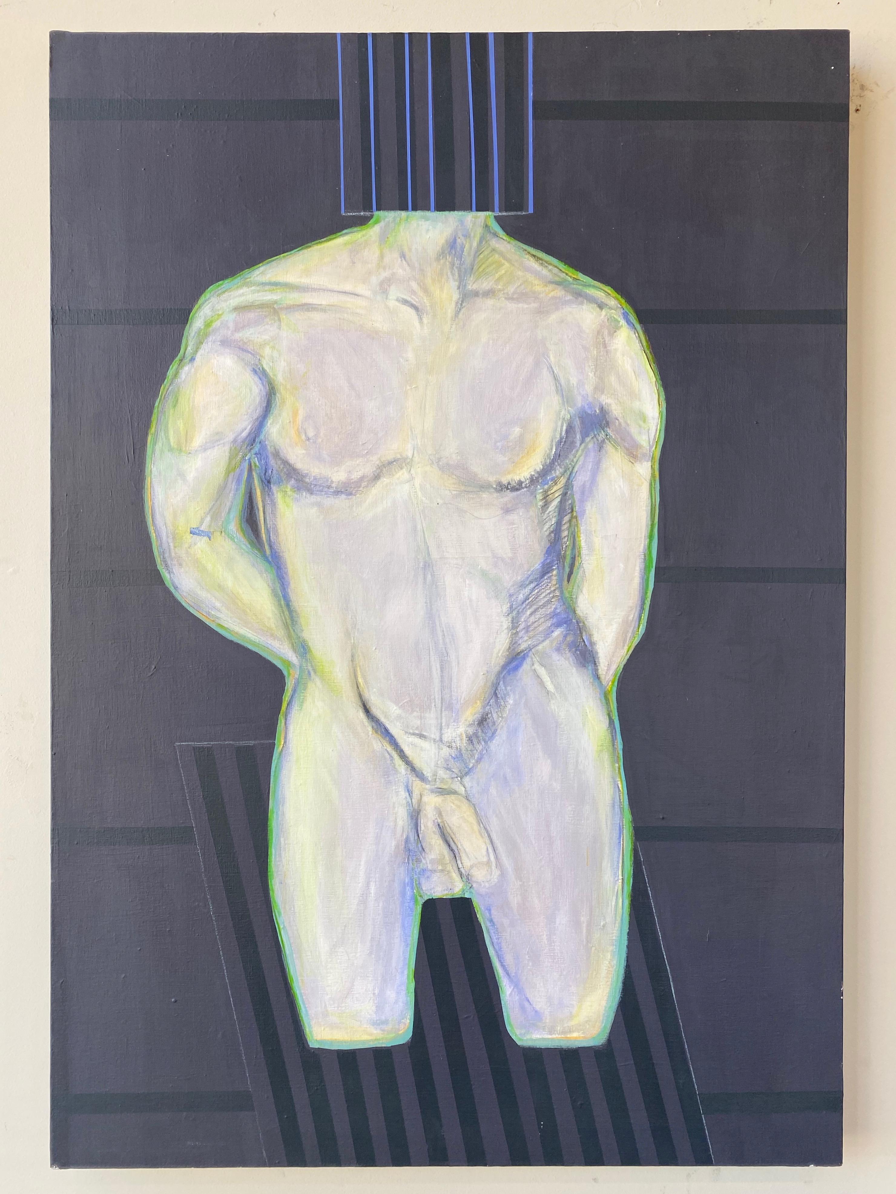 Robert English, grande peinture expressionniste abstraite d'un nu masculin, années 1980 en vente 7