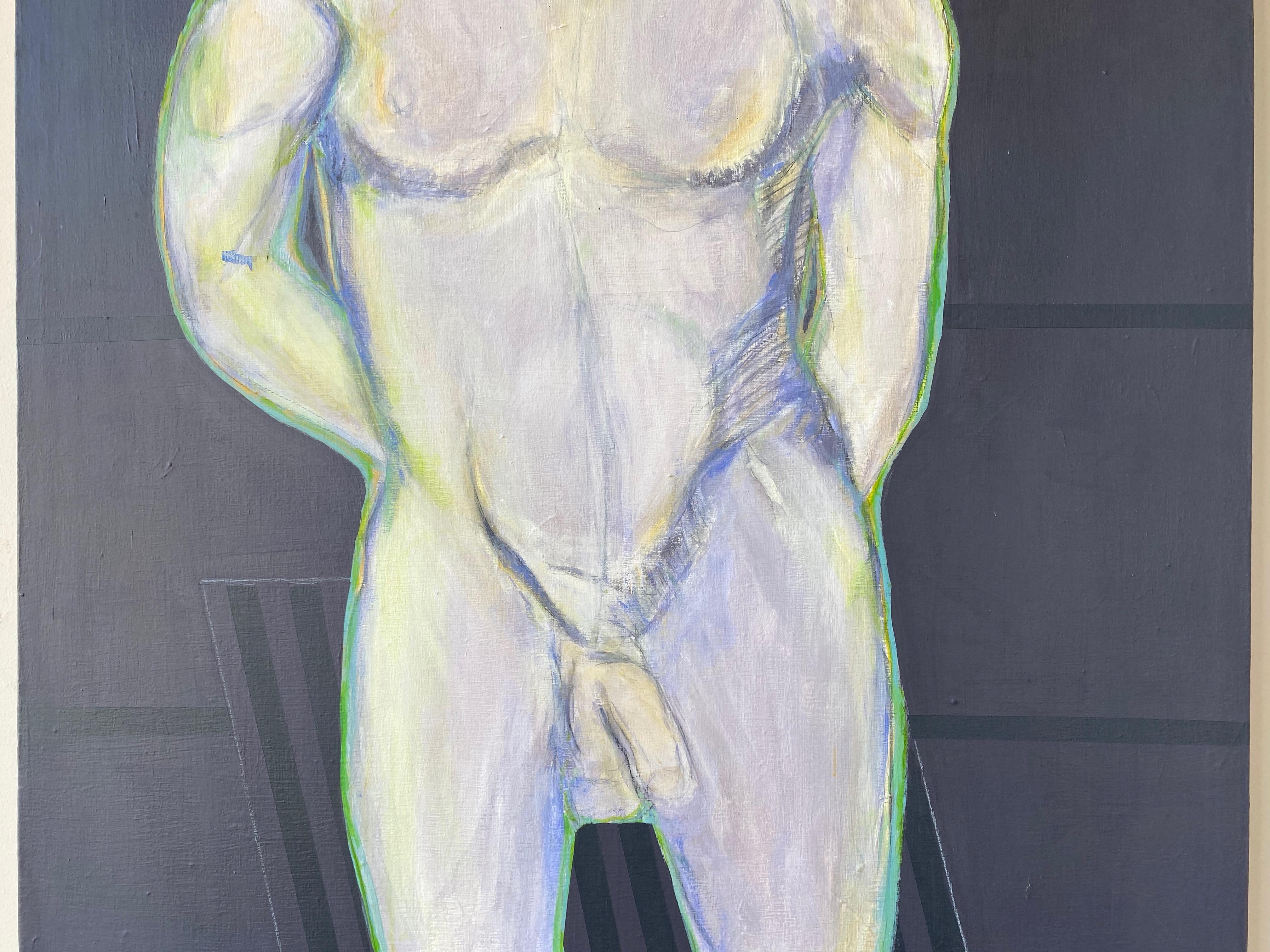 Robert English, grande peinture expressionniste abstraite d'un nu masculin, années 1980 Bon état - En vente à San Francisco, CA