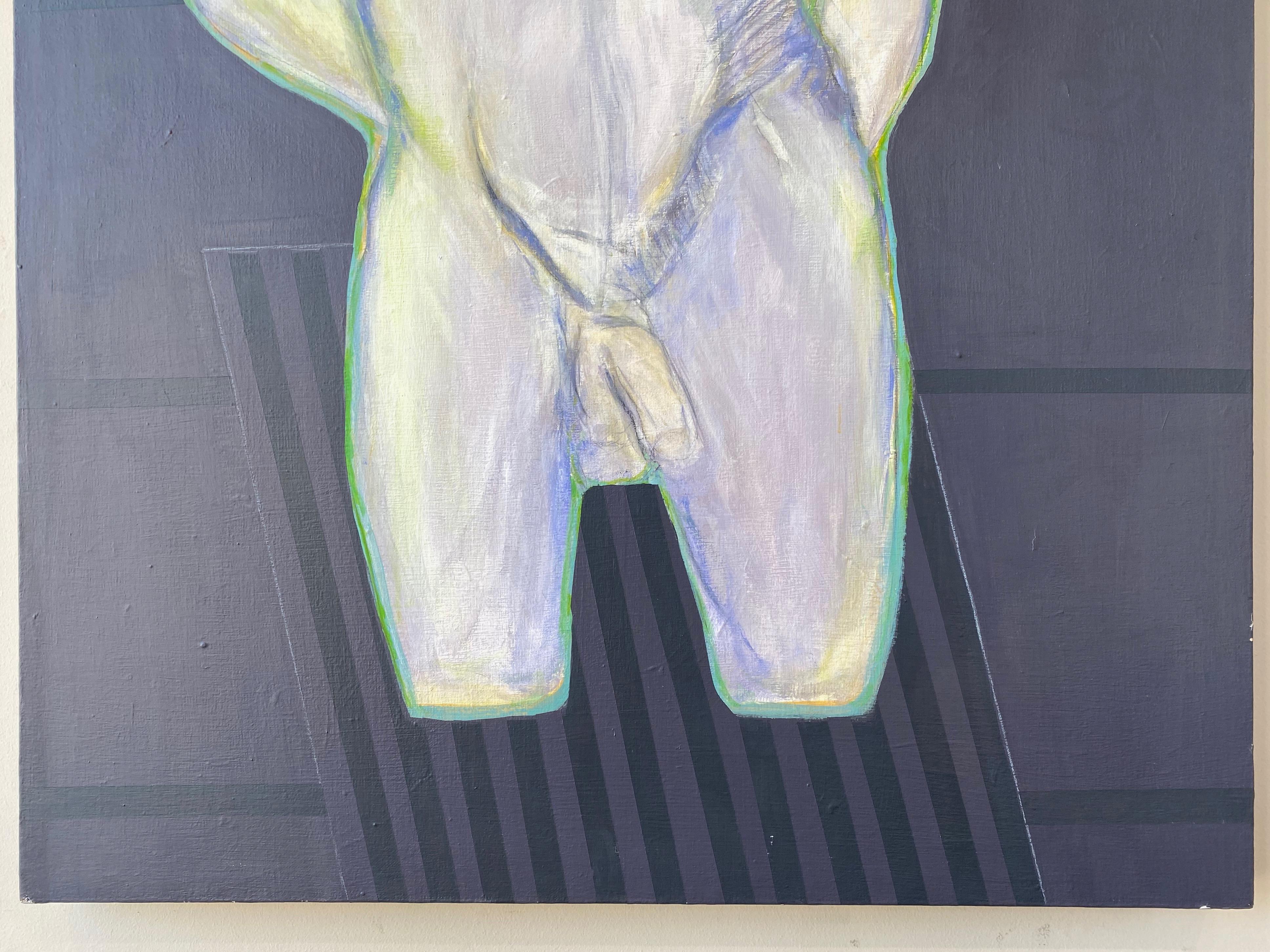 Fin du 20e siècle Robert English, grande peinture expressionniste abstraite d'un nu masculin, années 1980 en vente