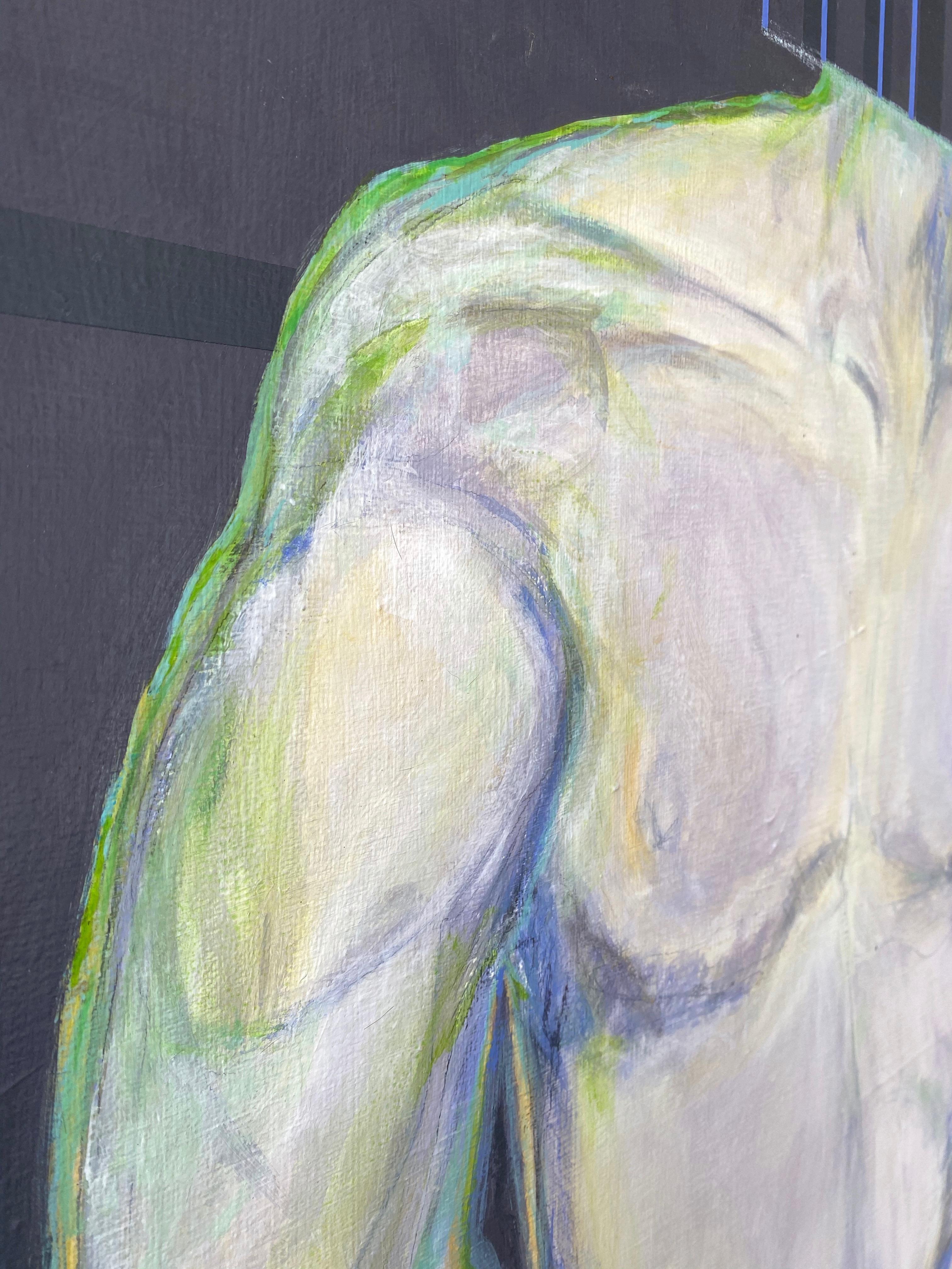 Robert English, grande peinture expressionniste abstraite d'un nu masculin, années 1980 en vente 1