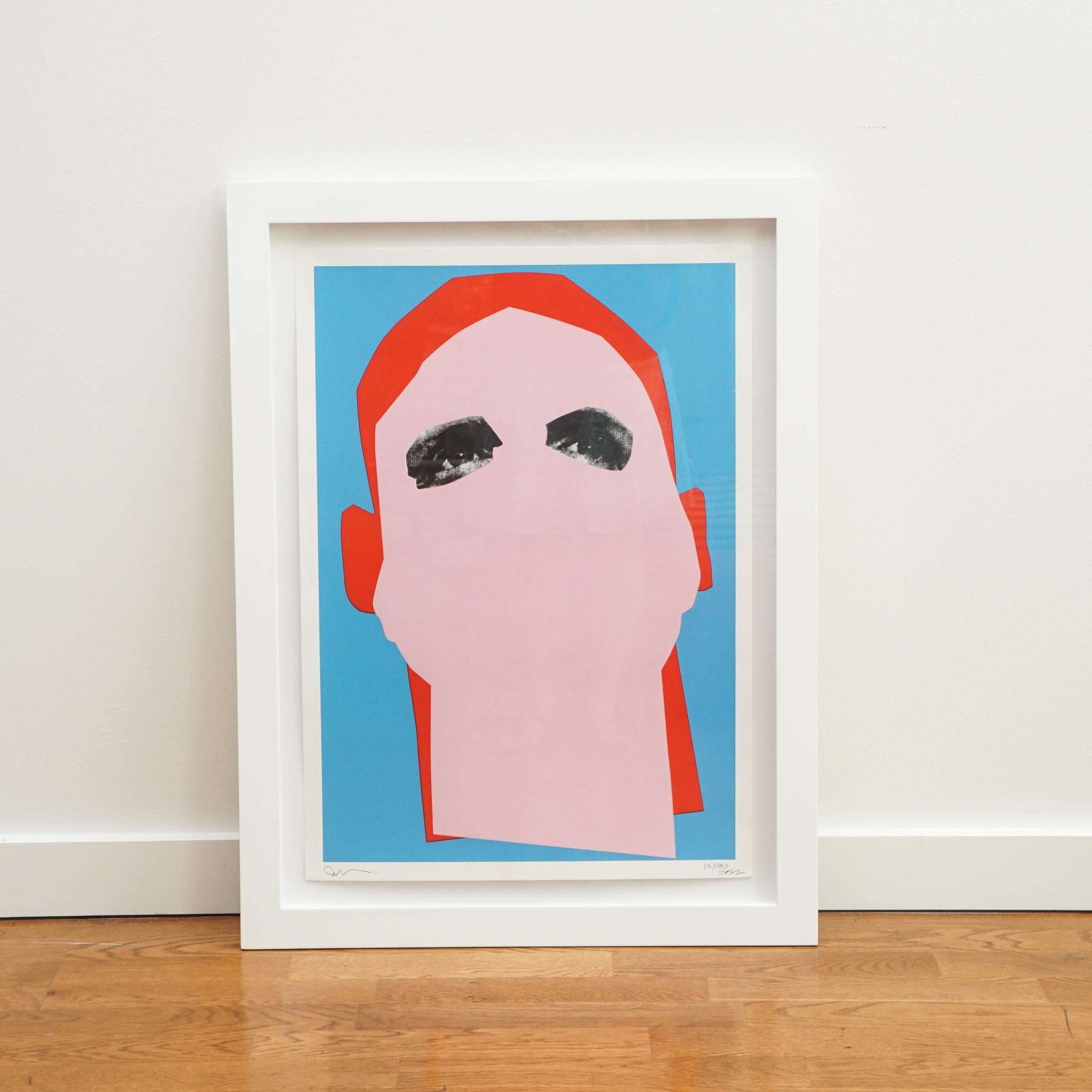 Multi-disciplined illustrator/designer Robert Escalera celebrates bold color with his dynamic silk screen collage portraits.   Each print highlights a singular facial feature and uses bold color combinations to complete the head forms.  Signed,