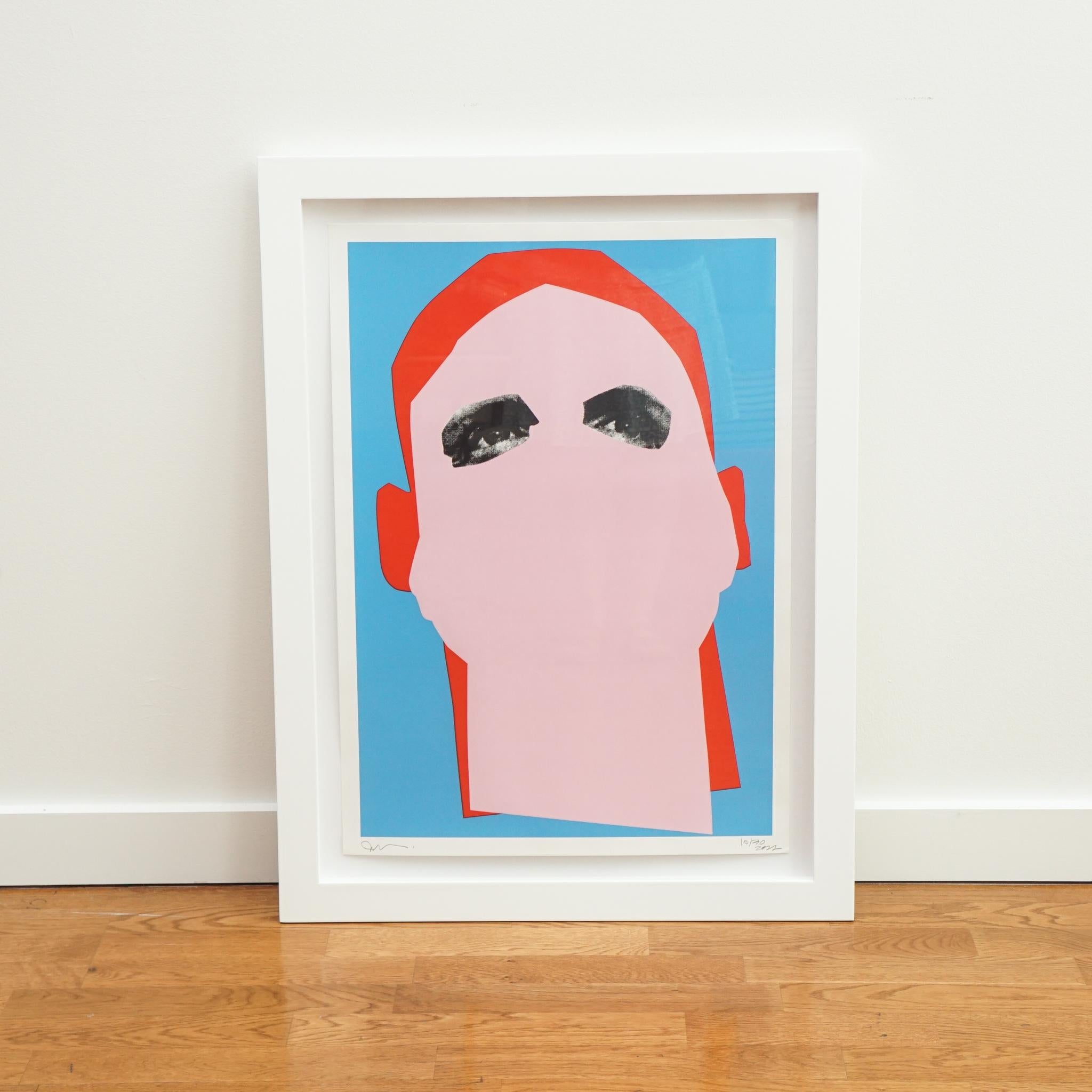 French Robert Escalera Silk Screen Collage Portrait